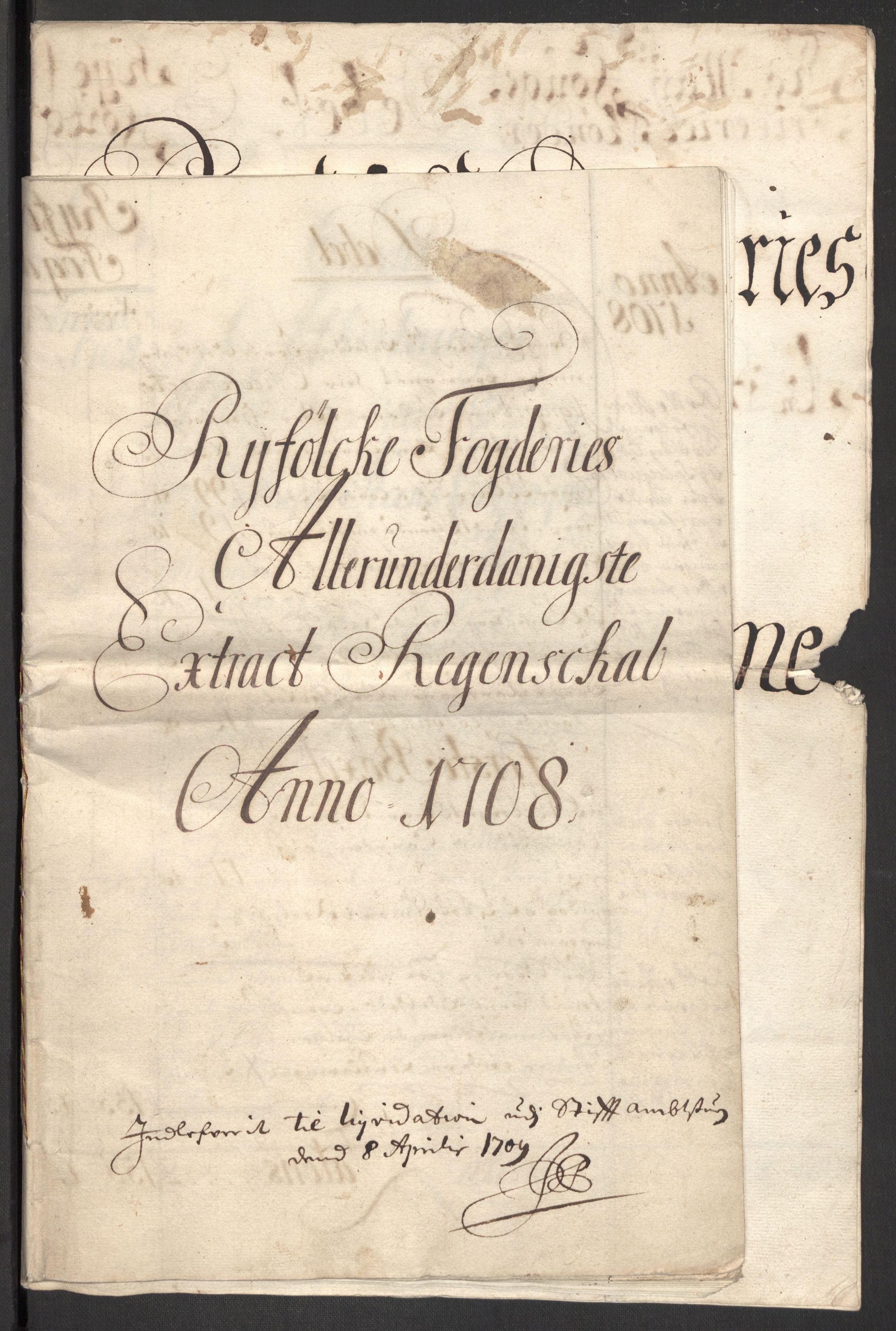 Rentekammeret inntil 1814, Reviderte regnskaper, Fogderegnskap, RA/EA-4092/R47/L2861: Fogderegnskap Ryfylke, 1706-1709, p. 161