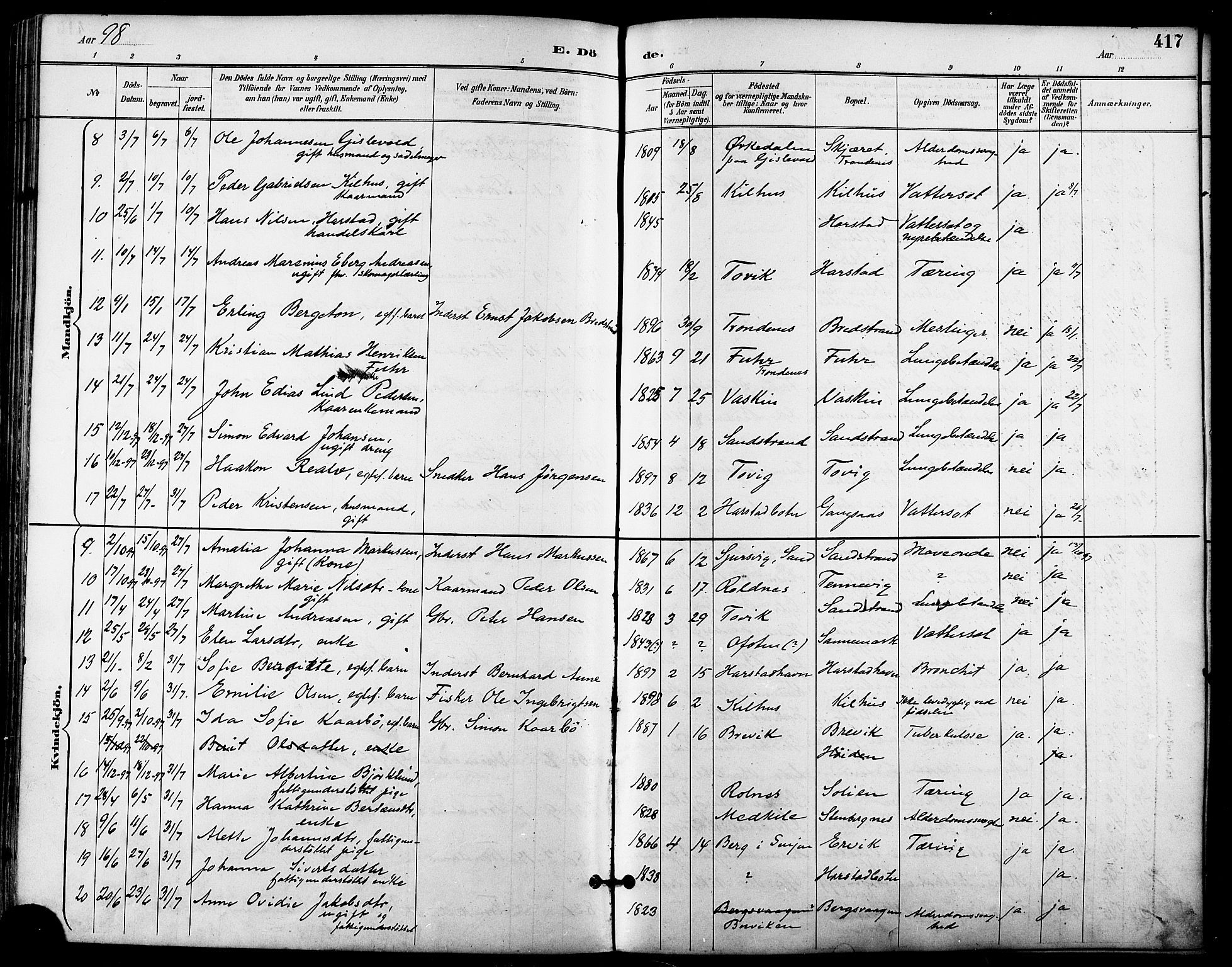 Trondenes sokneprestkontor, SATØ/S-1319/H/Ha/L0016kirke: Parish register (official) no. 16, 1890-1898, p. 417