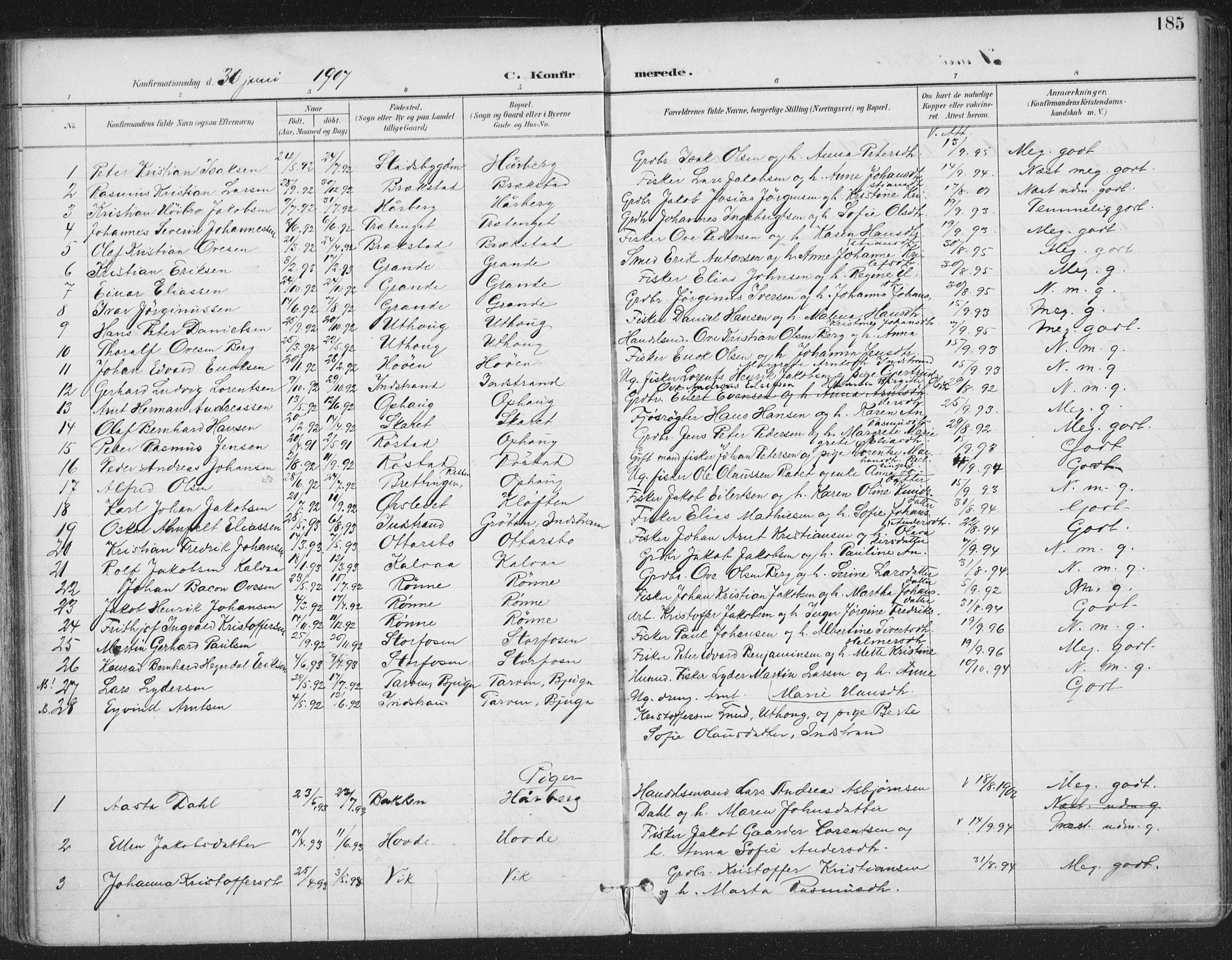 Ministerialprotokoller, klokkerbøker og fødselsregistre - Sør-Trøndelag, SAT/A-1456/659/L0743: Parish register (official) no. 659A13, 1893-1910, p. 185