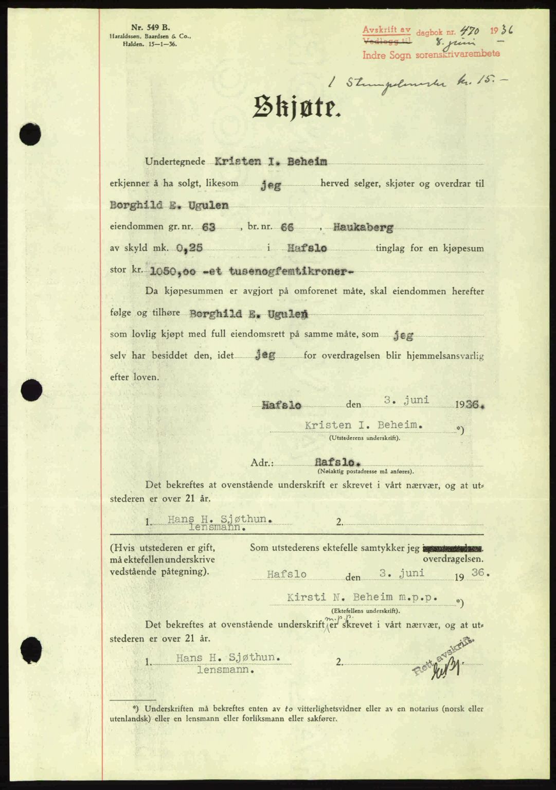 Indre Sogn tingrett, AV/SAB-A-3301/1/G/Gb/Gba/L0030: Mortgage book no. 30, 1935-1937, Deed date: 08.06.1936