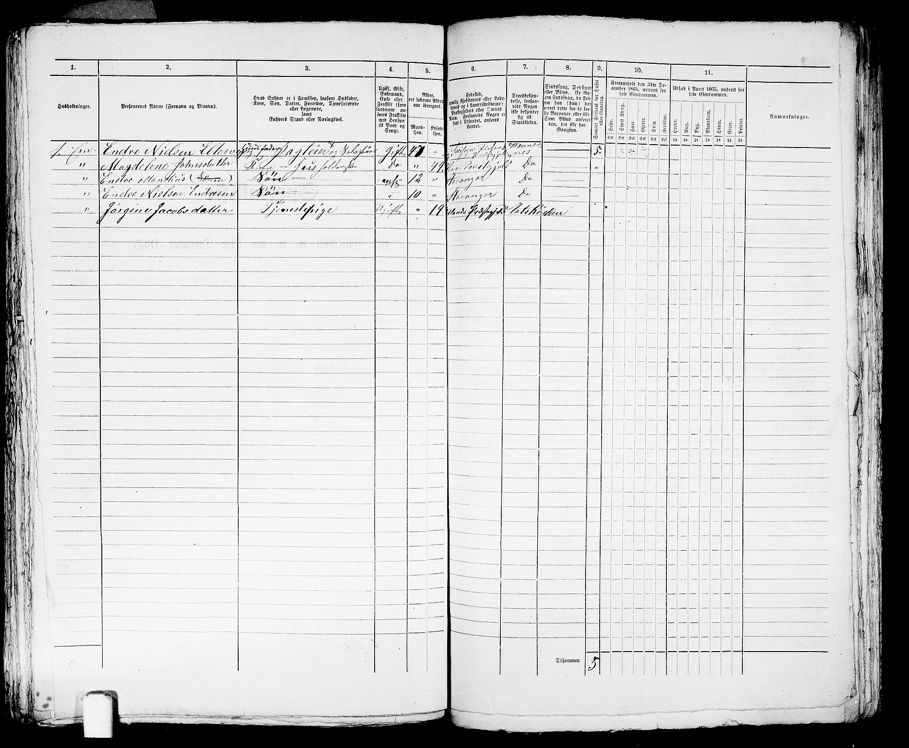 RA, 1865 census for Stavanger, 1865, p. 2855