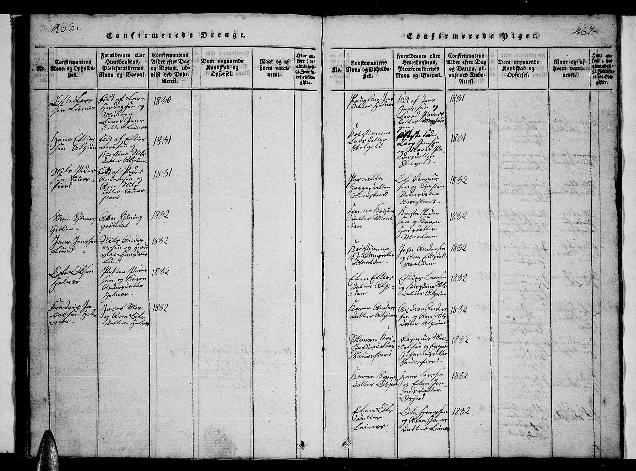 Ministerialprotokoller, klokkerbøker og fødselsregistre - Nordland, AV/SAT-A-1459/857/L0826: Parish register (copy) no. 857C01, 1821-1852, p. 466-467