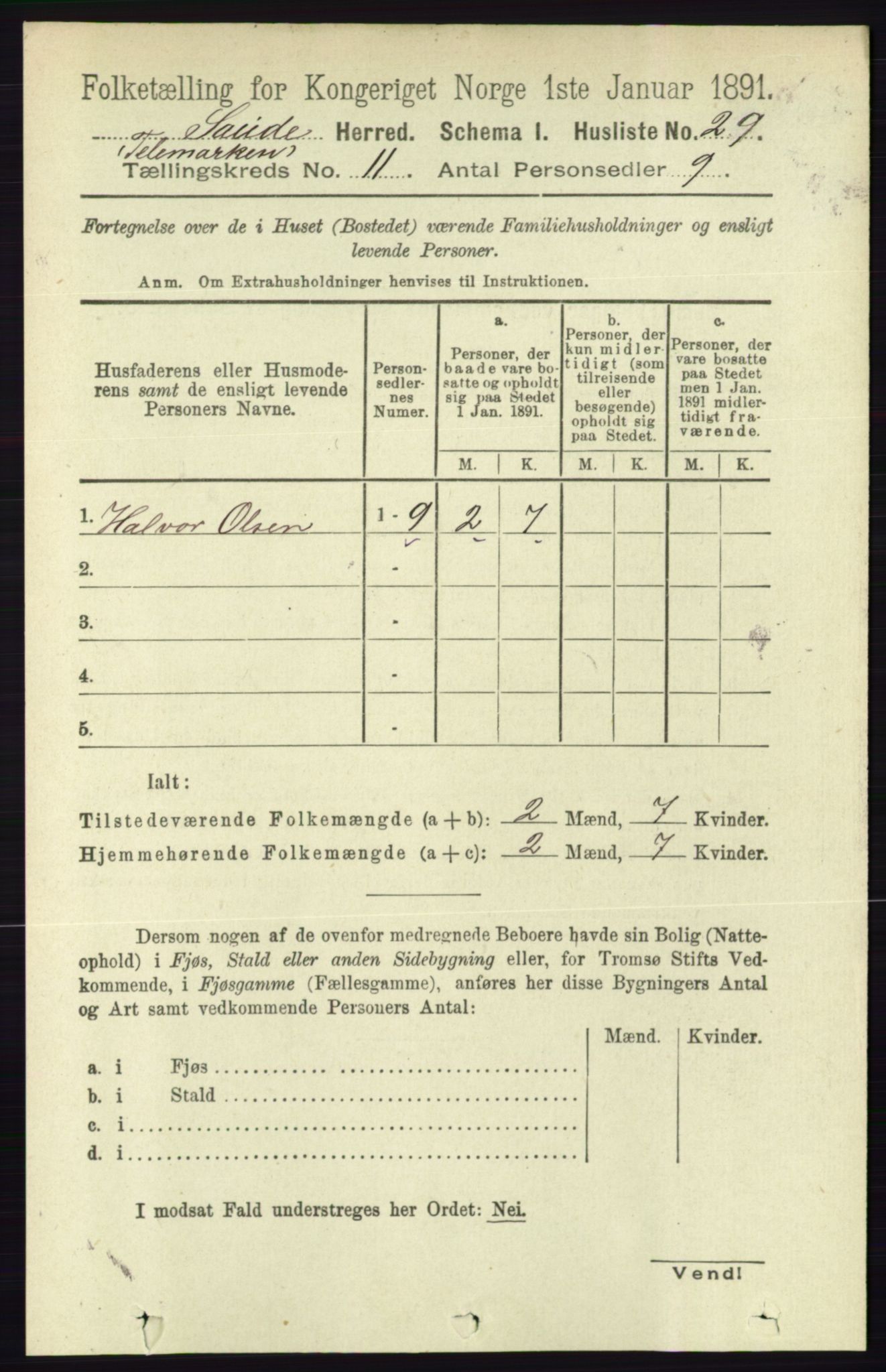 RA, 1891 census for 0822 Sauherad, 1891, p. 3370