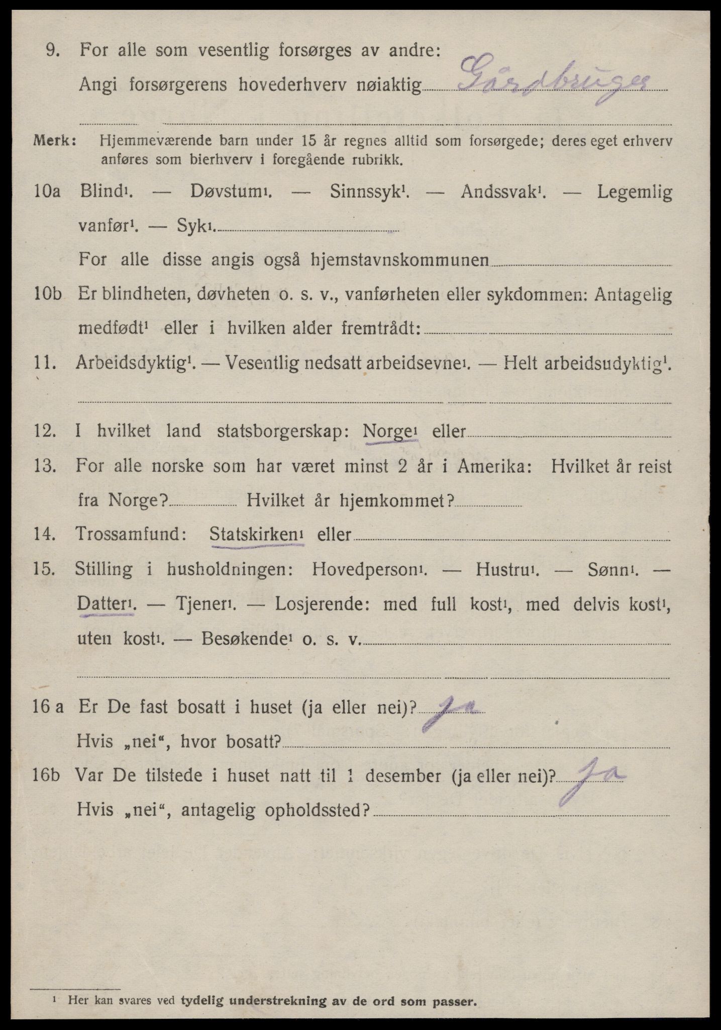 SAT, 1920 census for Volda, 1920, p. 13607