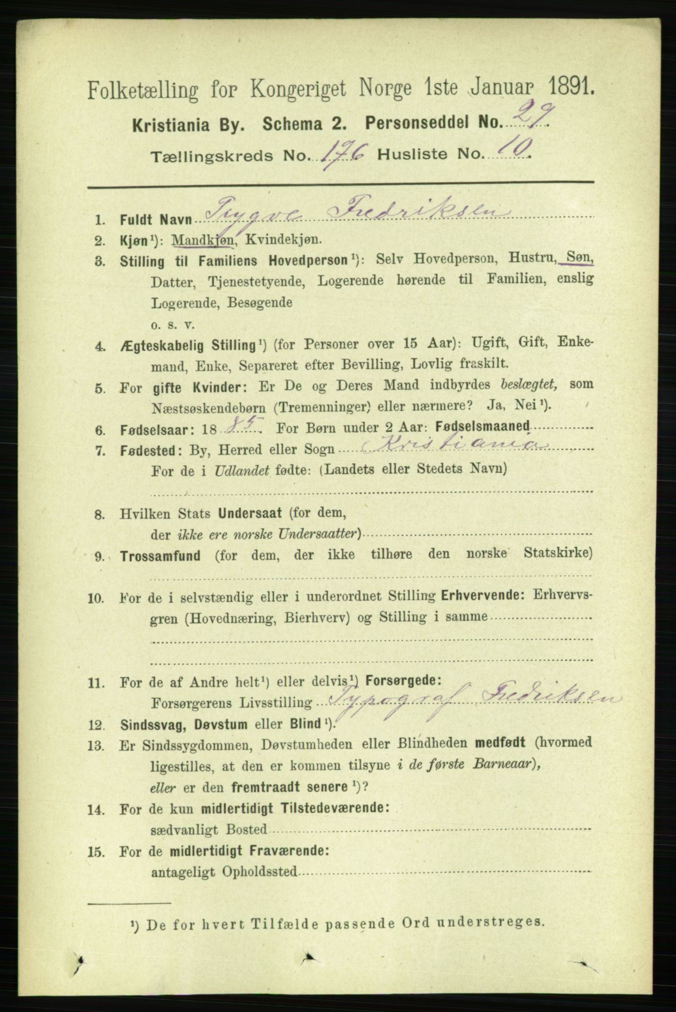 RA, 1891 census for 0301 Kristiania, 1891, p. 105935