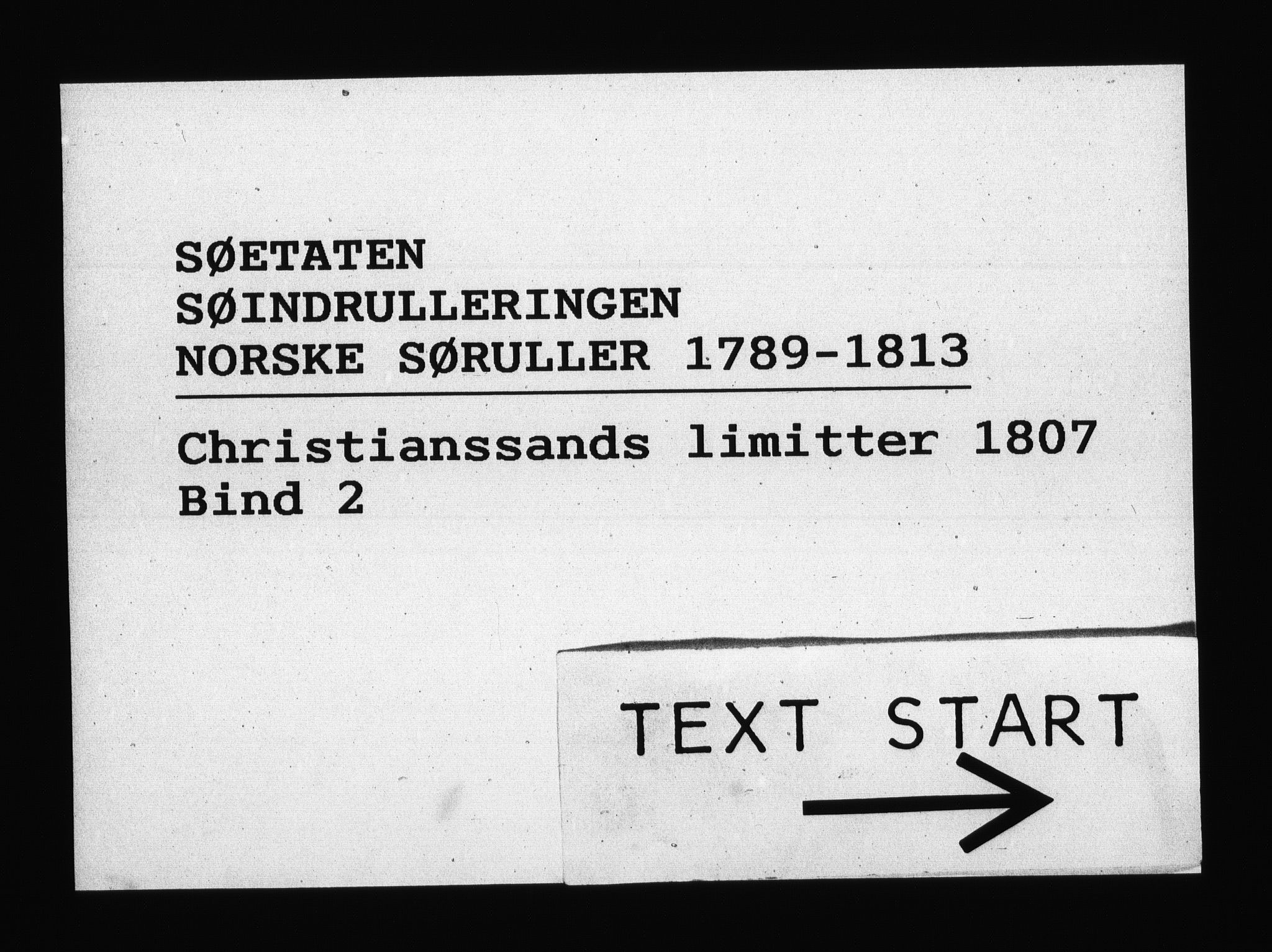 Sjøetaten, RA/EA-3110/F/L0100: Kristiansand limitter, bind 2, 1807