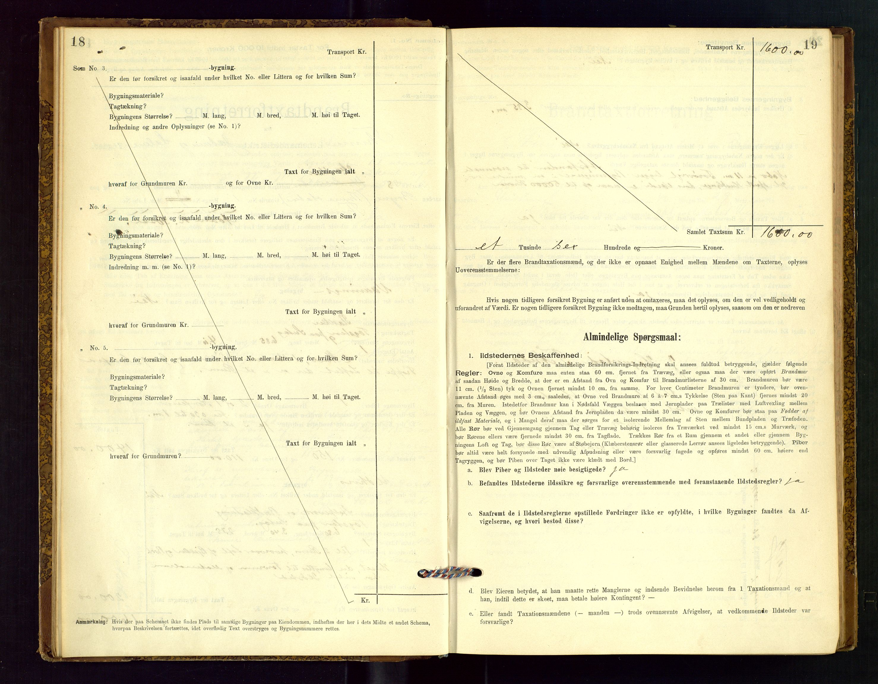 Time lensmannskontor, AV/SAST-A-100420/Gob/L0001: Branntakstprotokoll, 1896-1914, p. 18-19