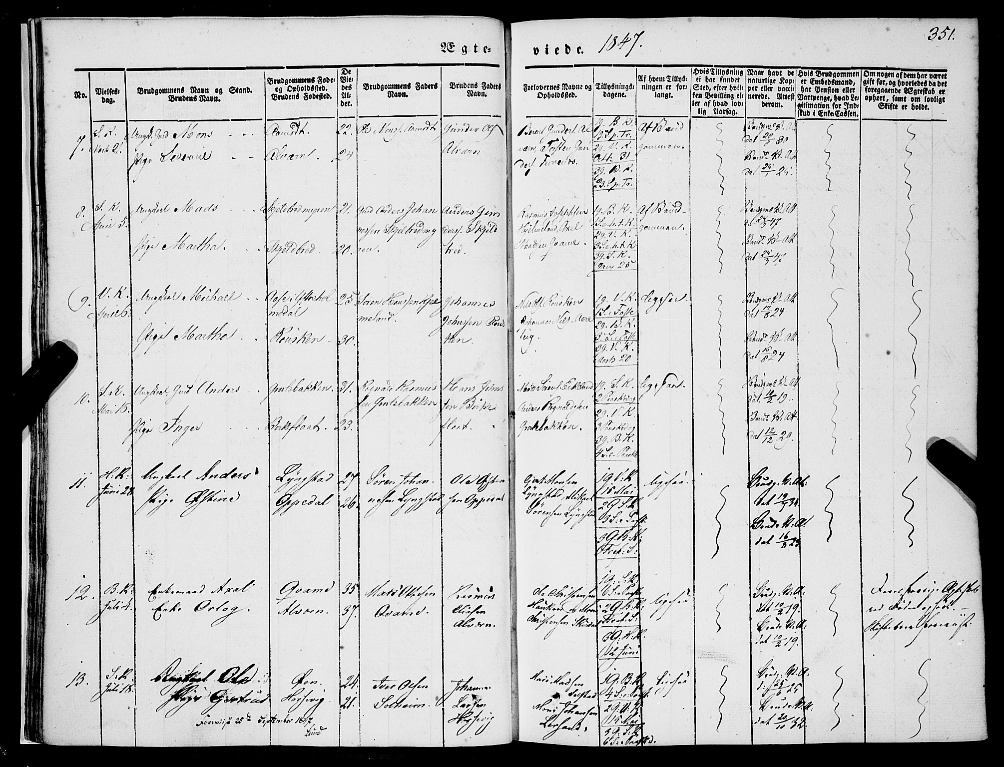 Gaular sokneprestembete, SAB/A-80001/H/Haa: Parish register (official) no. A 4II, 1841-1859, p. 351