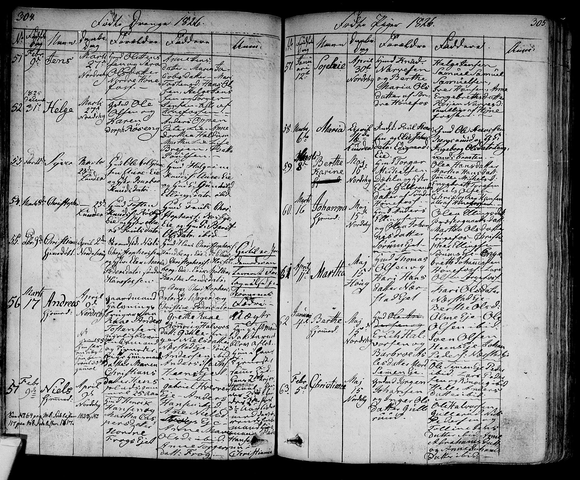 Norderhov kirkebøker, AV/SAKO-A-237/F/Fa/L0009: Parish register (official) no. 9, 1819-1837, p. 304-305