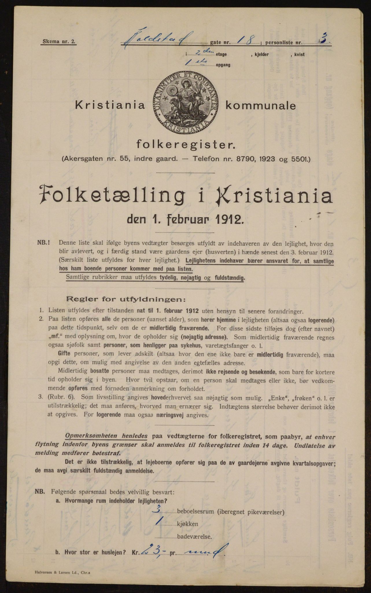 OBA, Municipal Census 1912 for Kristiania, 1912, p. 52666