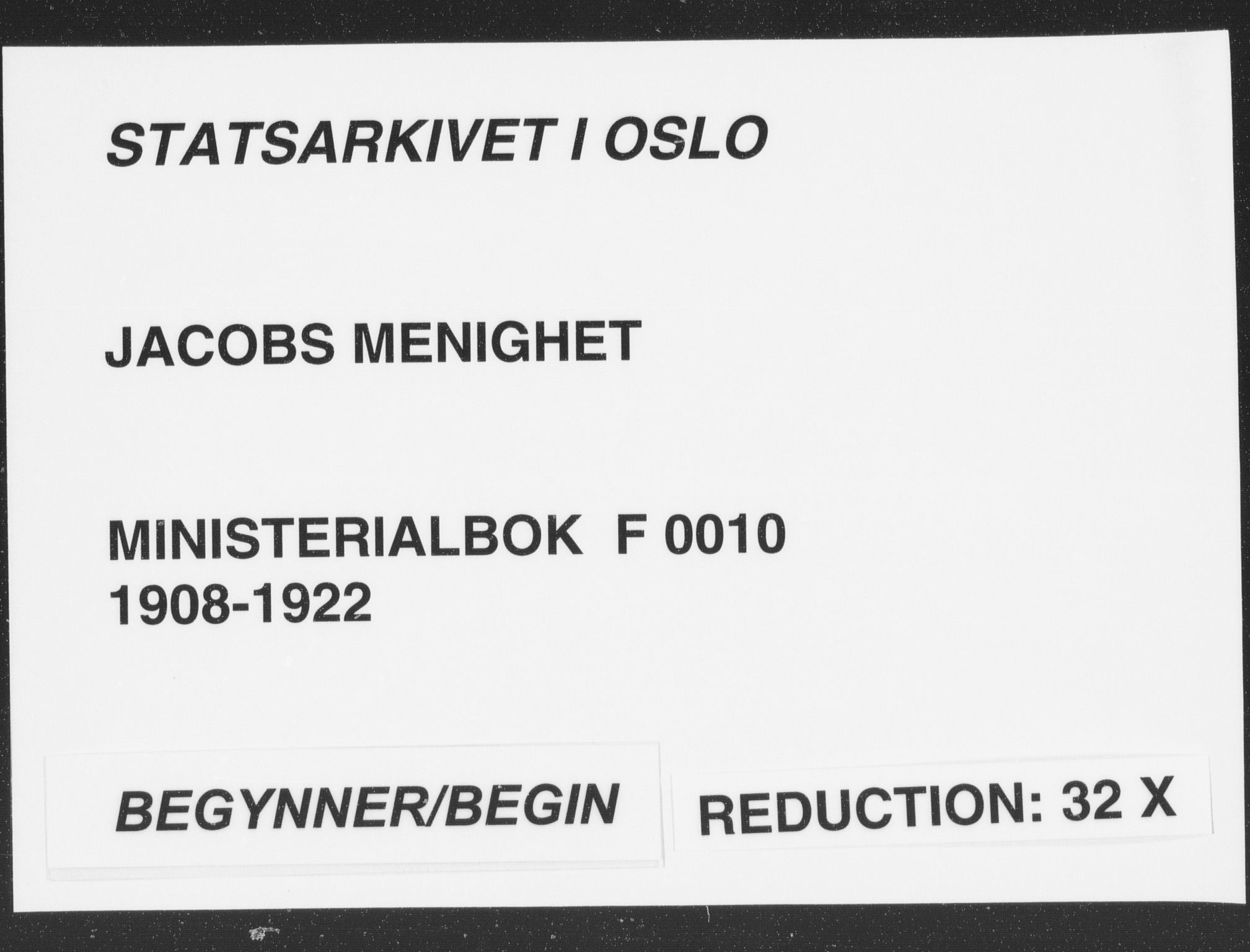 Jakob prestekontor Kirkebøker, AV/SAO-A-10850/F/Fa/L0010: Parish register (official) no. 10, 1908-1922