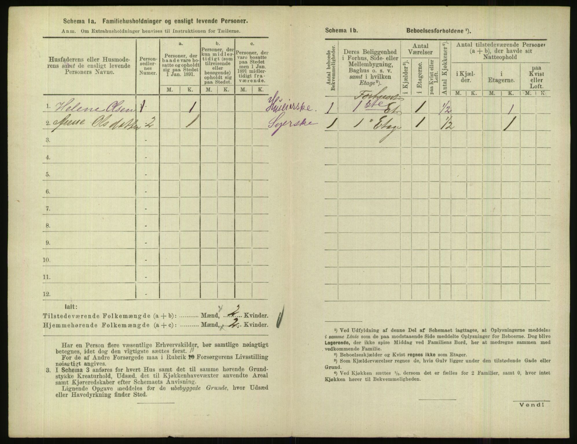 RA, 1891 census for 1001 Kristiansand, 1891, p. 1301