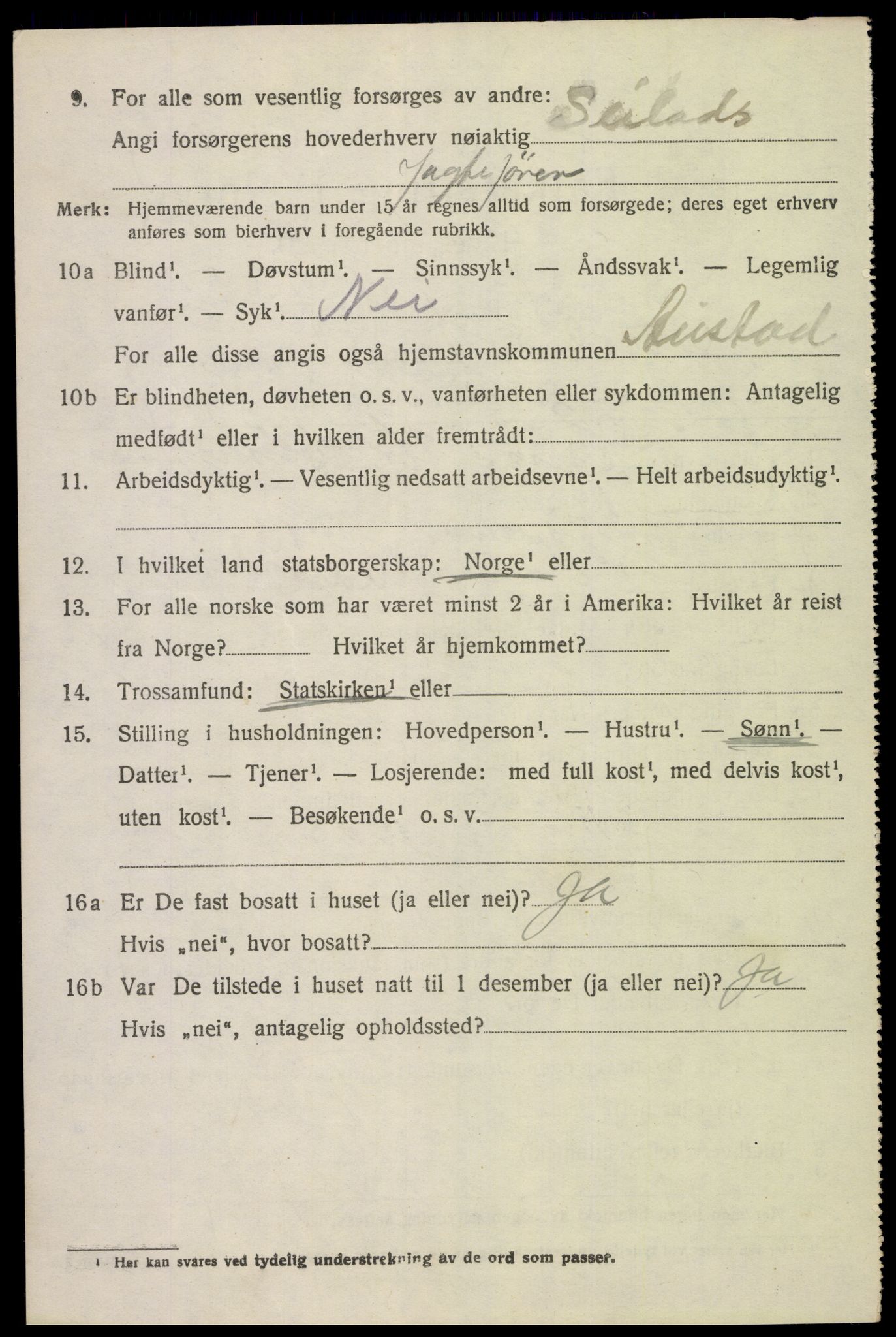 SAK, 1920 census for Austad, 1920, p. 722