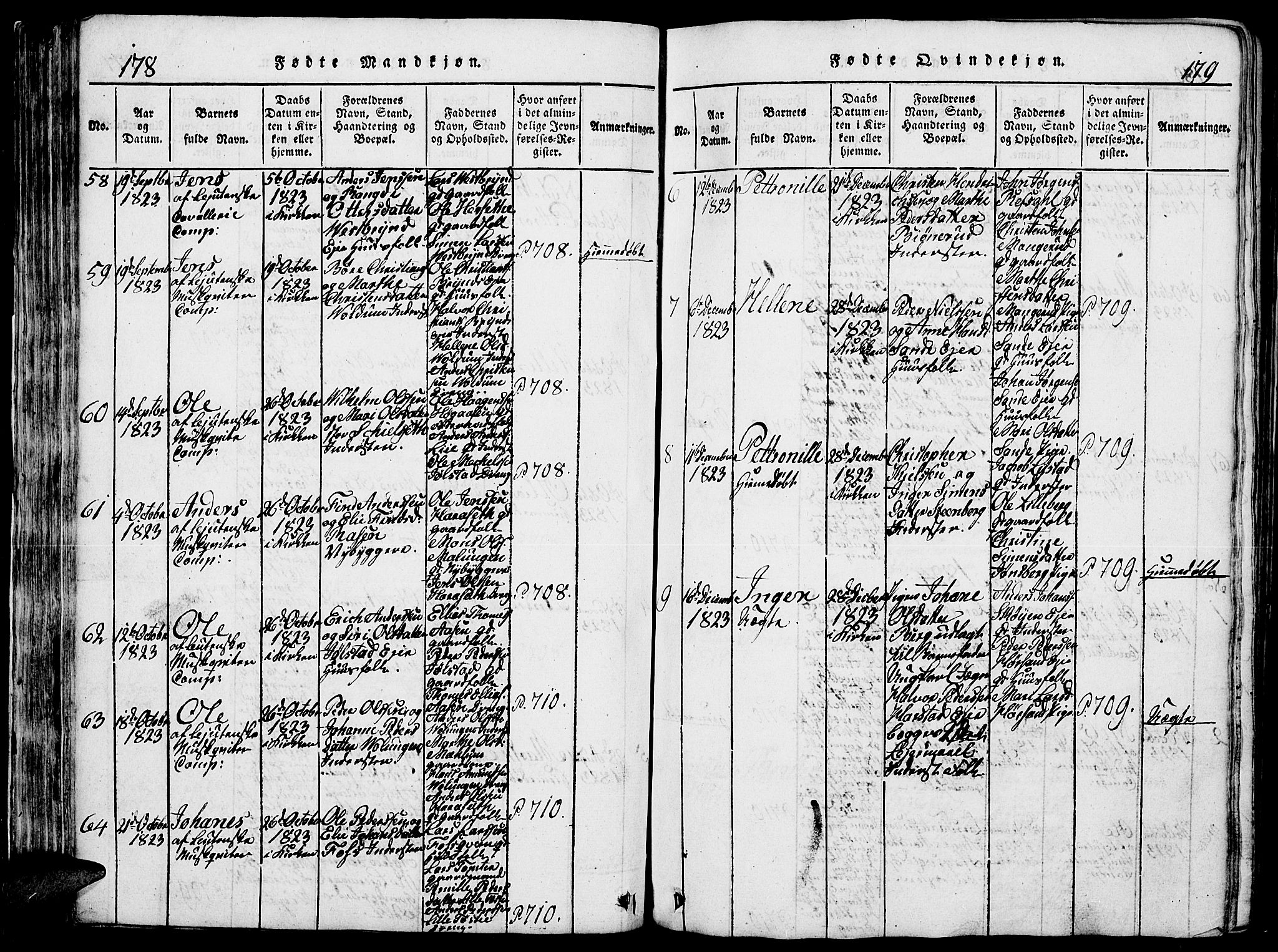Romedal prestekontor, SAH/PREST-004/L/L0005: Parish register (copy) no. 5, 1814-1829, p. 178-179