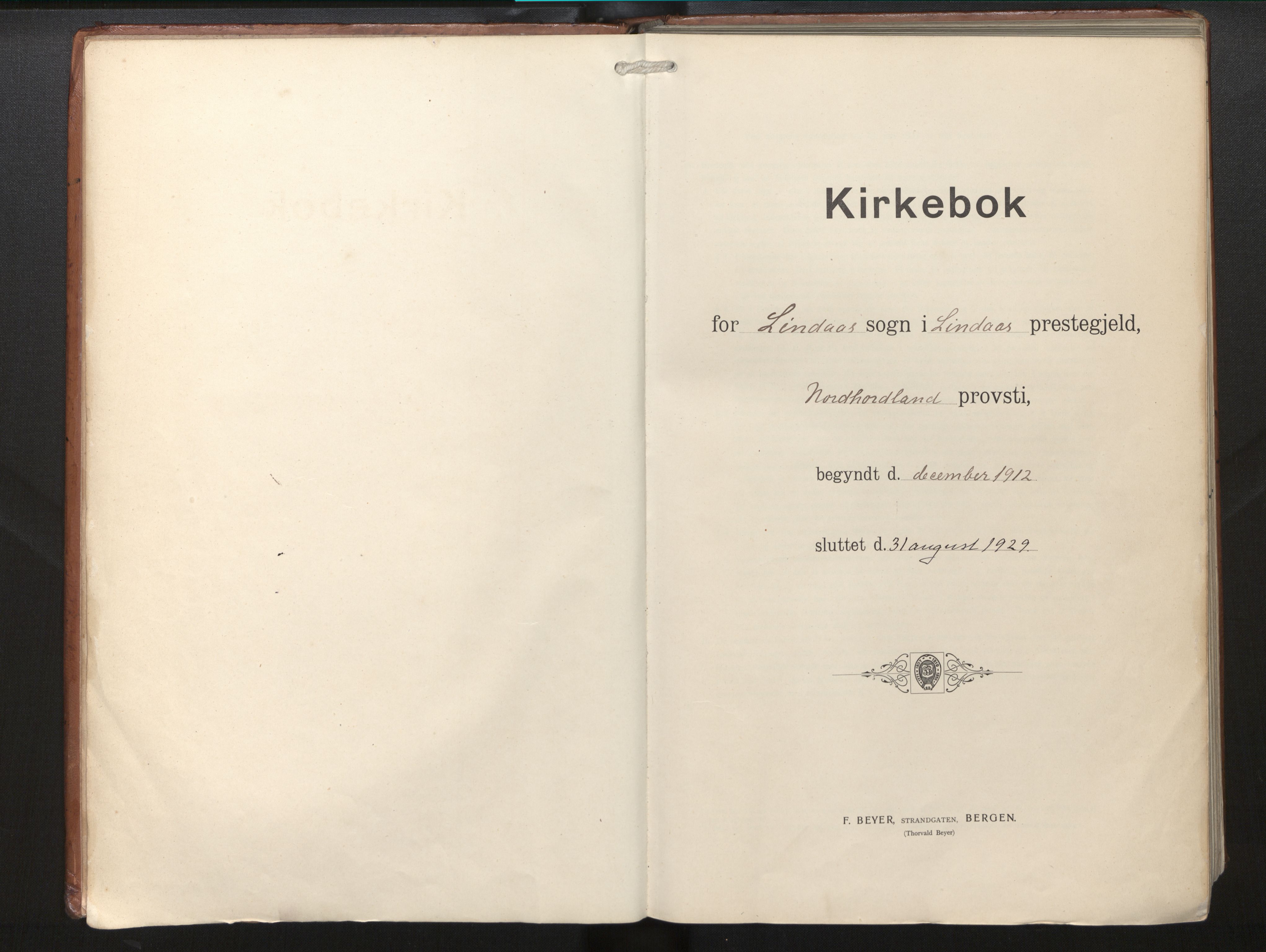 Lindås Sokneprestembete, SAB/A-76701/H/Haa/Haab/L0003: Parish register (official) no. B 3, 1912-1929
