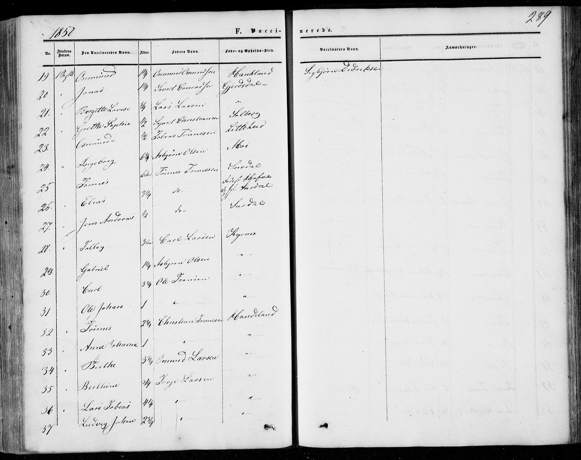 Lund sokneprestkontor, AV/SAST-A-101809/S06/L0009: Parish register (official) no. A 8, 1853-1877, p. 289