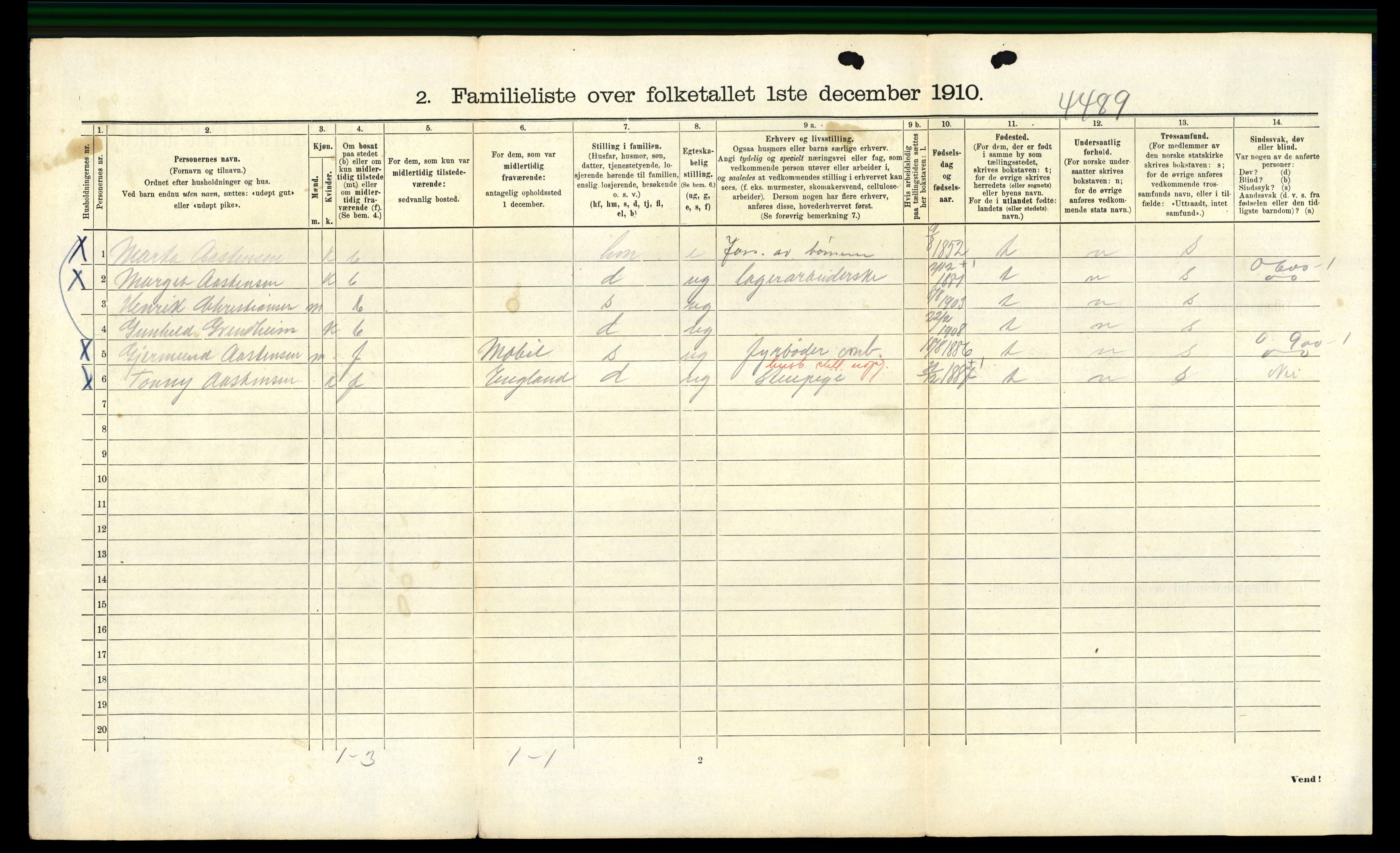 RA, 1910 census for Bergen, 1910, p. 37448