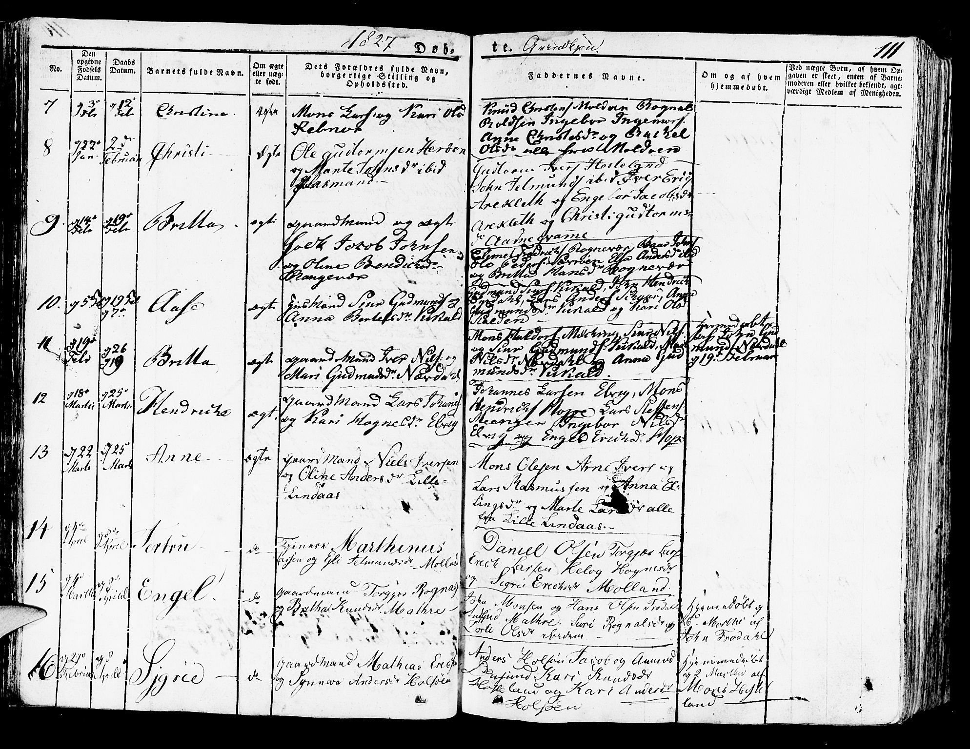 Lindås Sokneprestembete, SAB/A-76701/H/Haa: Parish register (official) no. A 8, 1823-1836, p. 111