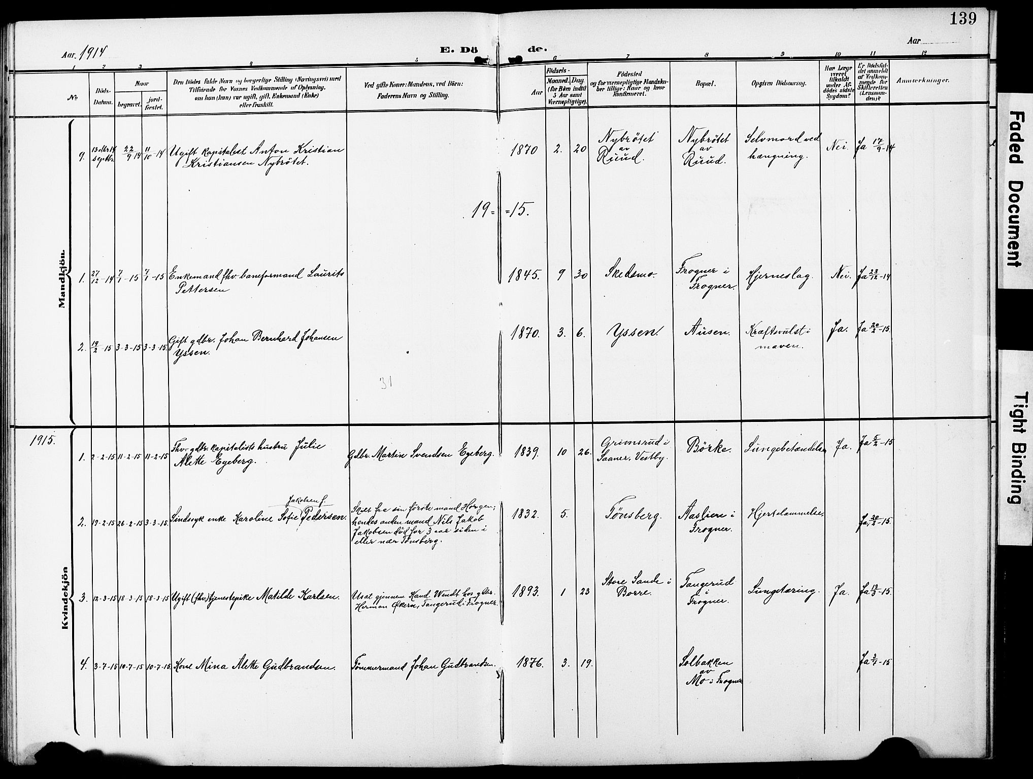 Sørum prestekontor Kirkebøker, AV/SAO-A-10303/G/Gb/L0001: Parish register (copy) no. II 1, 1907-1929, p. 139