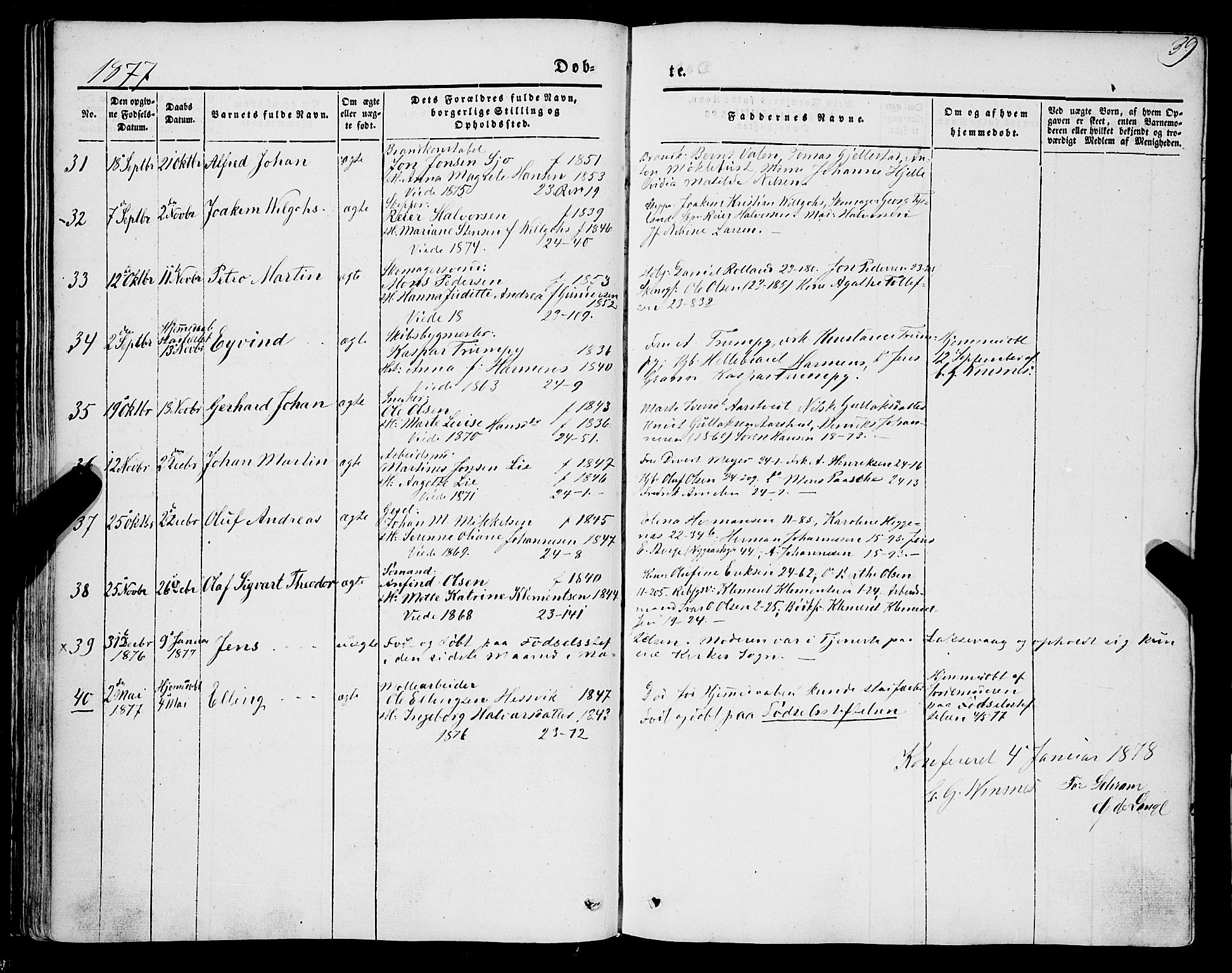 Mariakirken Sokneprestembete, SAB/A-76901/H/Haa/L0006: Parish register (official) no. A 6, 1846-1877, p. 39