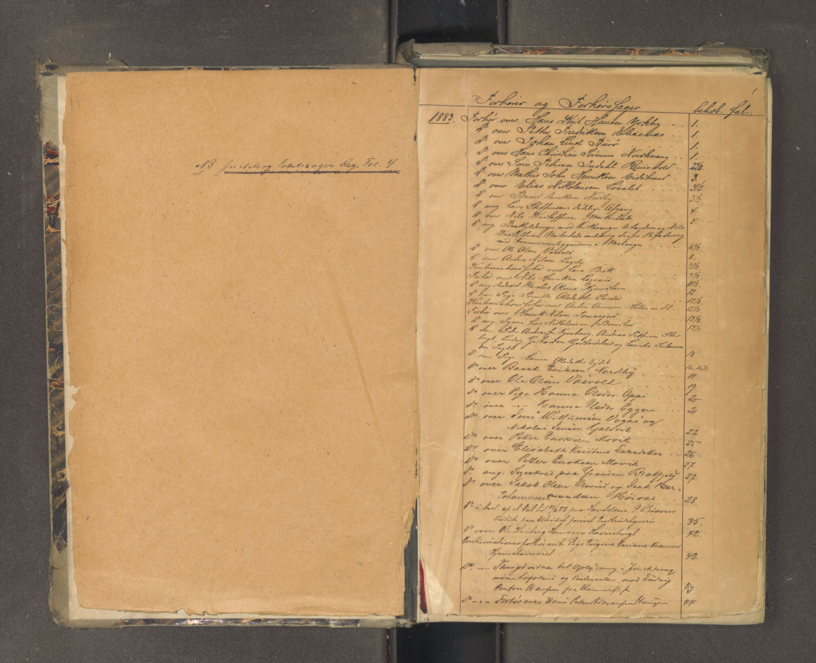 Tromsø sorenskriveri 1855-, AV/SATØ-S-0050/F/Fe/L0134: Ekstrarettsprotokoll med register, 1883-1889