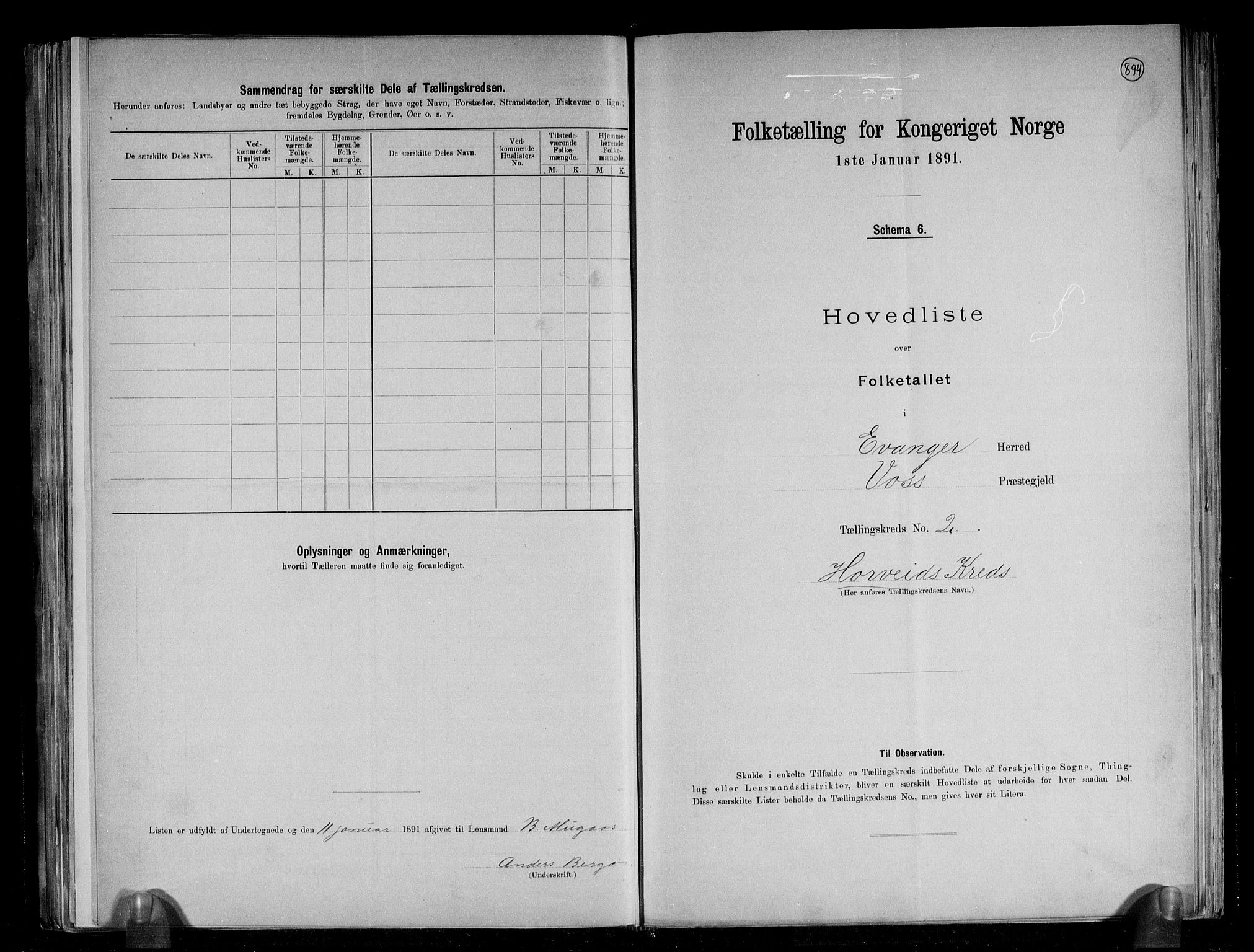 RA, 1891 census for 1237 Evanger, 1891, p. 7