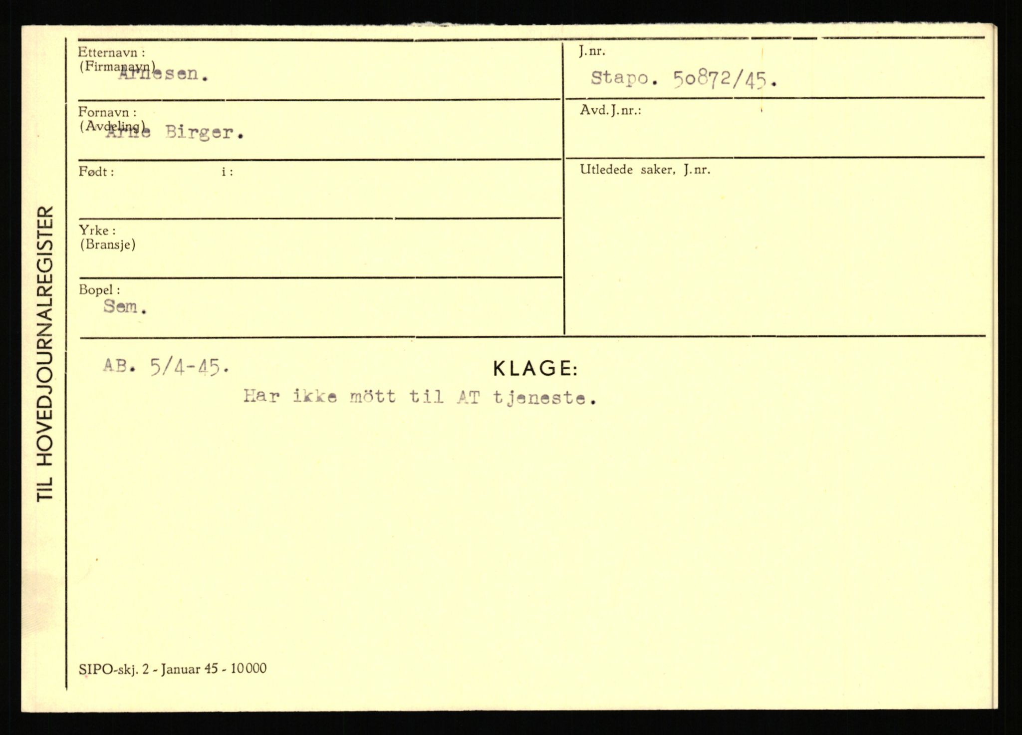 Statspolitiet - Hovedkontoret / Osloavdelingen, AV/RA-S-1329/C/Ca/L0002: Arneberg - Brand, 1943-1945, p. 32