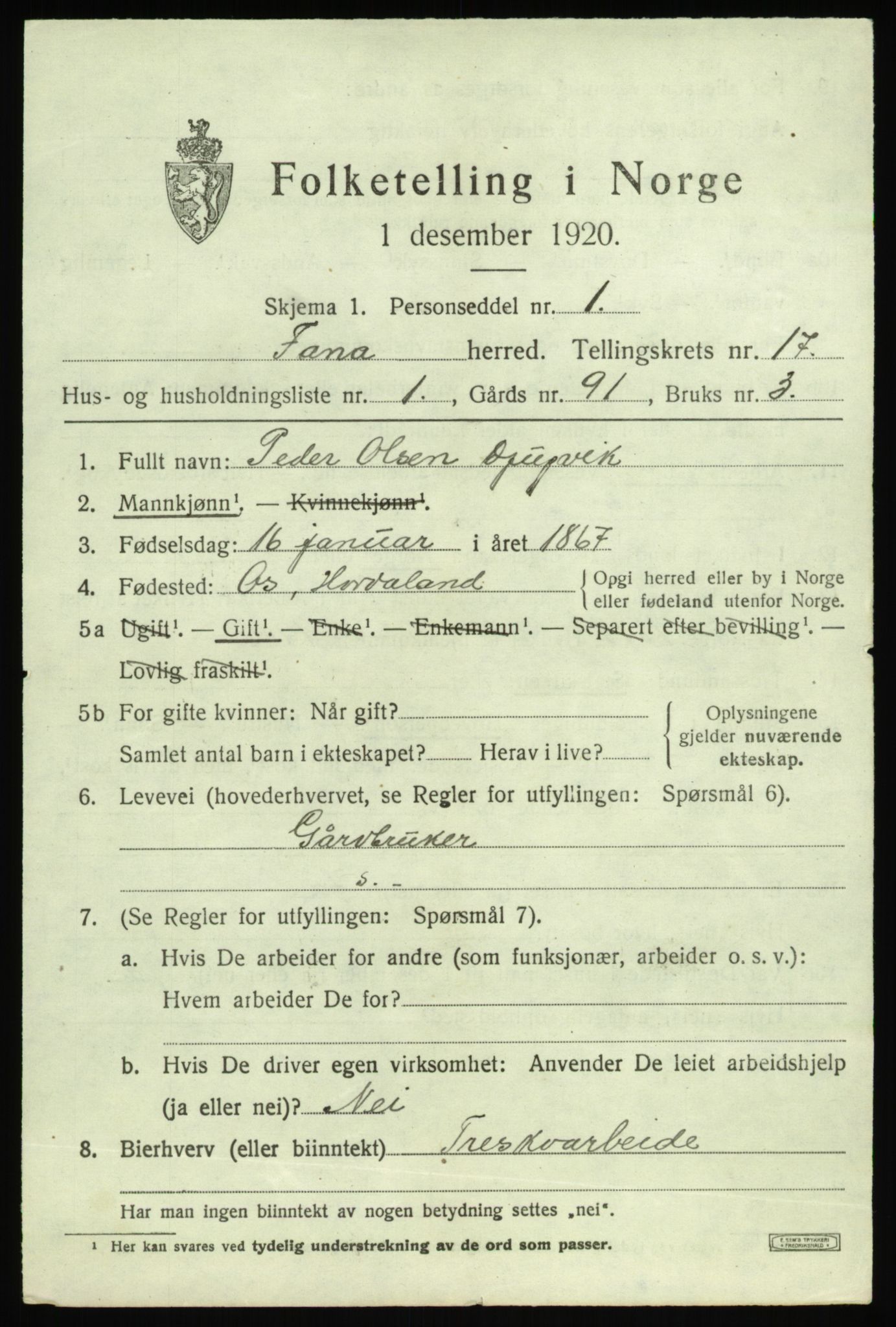 SAB, 1920 census for Fana, 1920, p. 22205