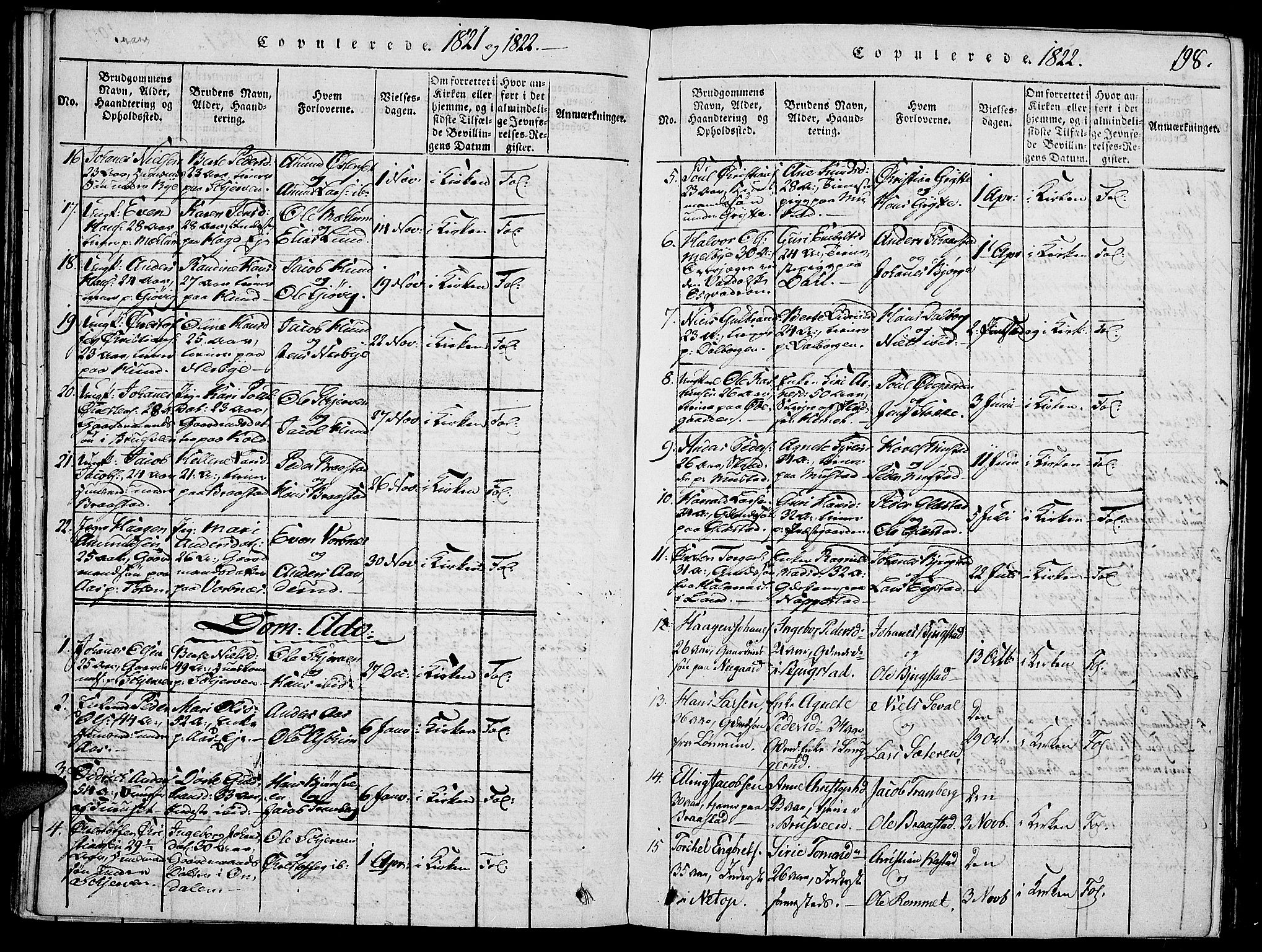 Vardal prestekontor, SAH/PREST-100/H/Ha/Haa/L0004: Parish register (official) no. 4, 1814-1831, p. 198