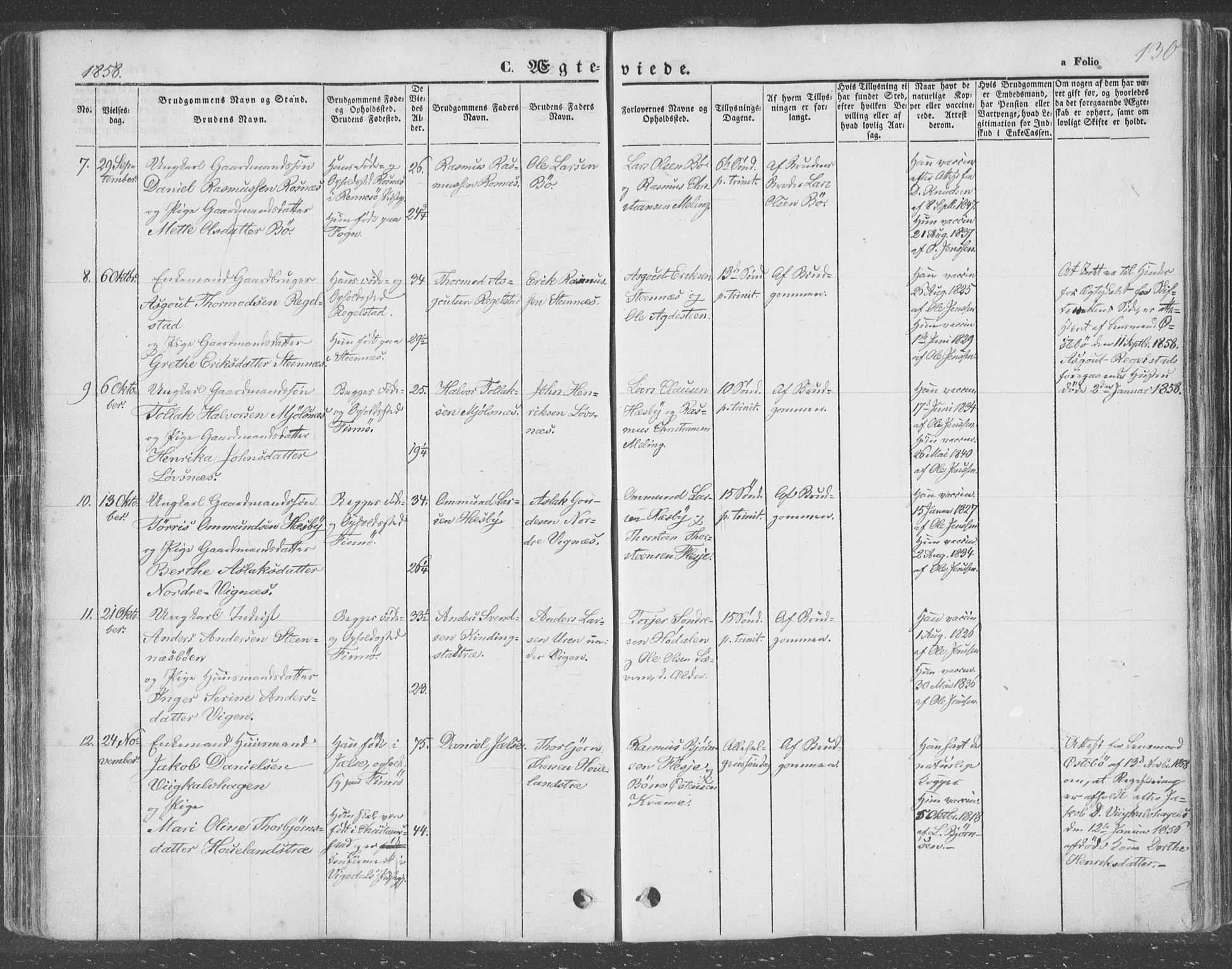 Finnøy sokneprestkontor, AV/SAST-A-101825/H/Ha/Haa/L0007: Parish register (official) no. A 7, 1847-1862, p. 130