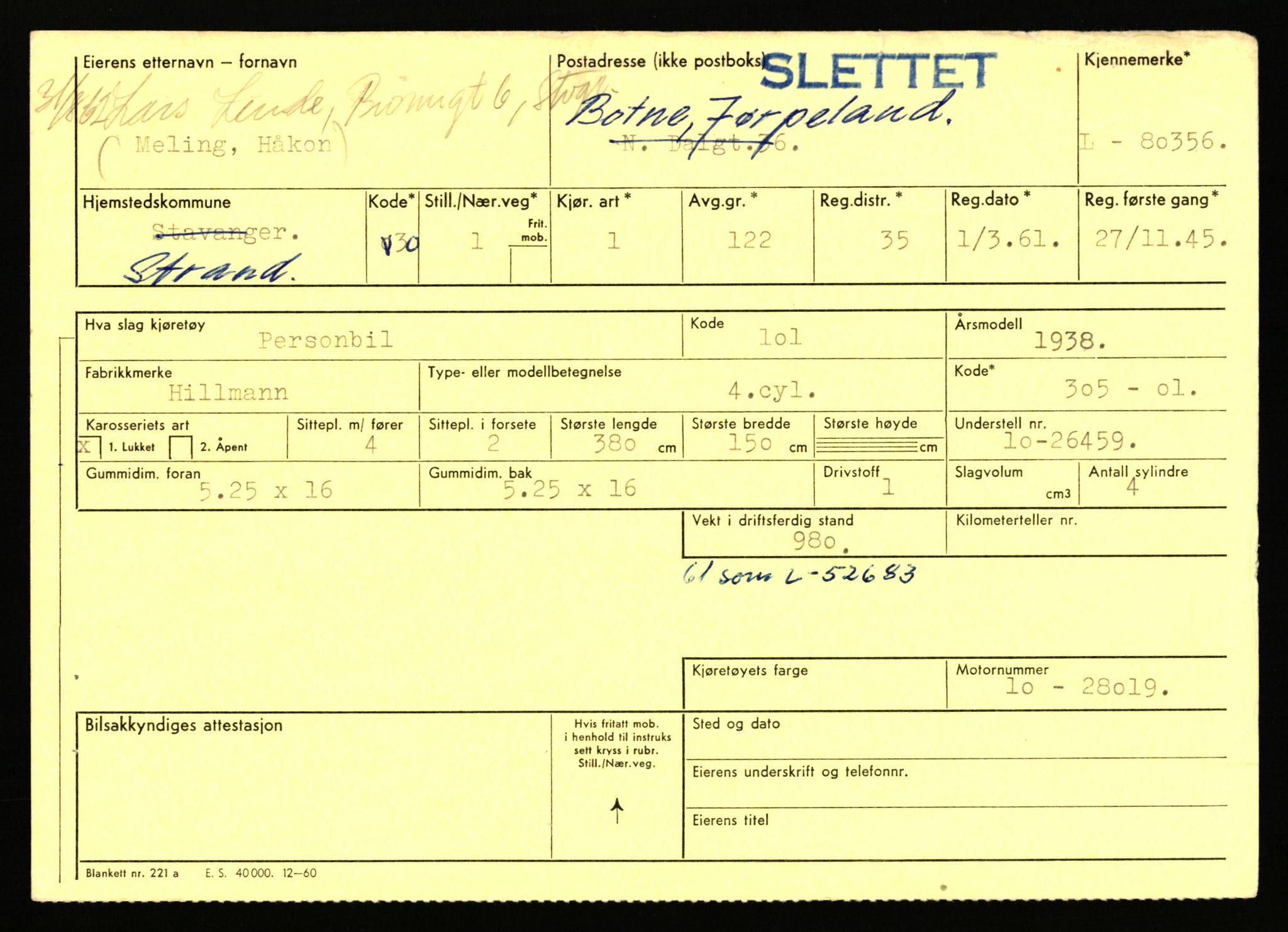 Stavanger trafikkstasjon, AV/SAST-A-101942/0/F/L0070: L-78800 - L-80499, 1930-1971, p. 2398