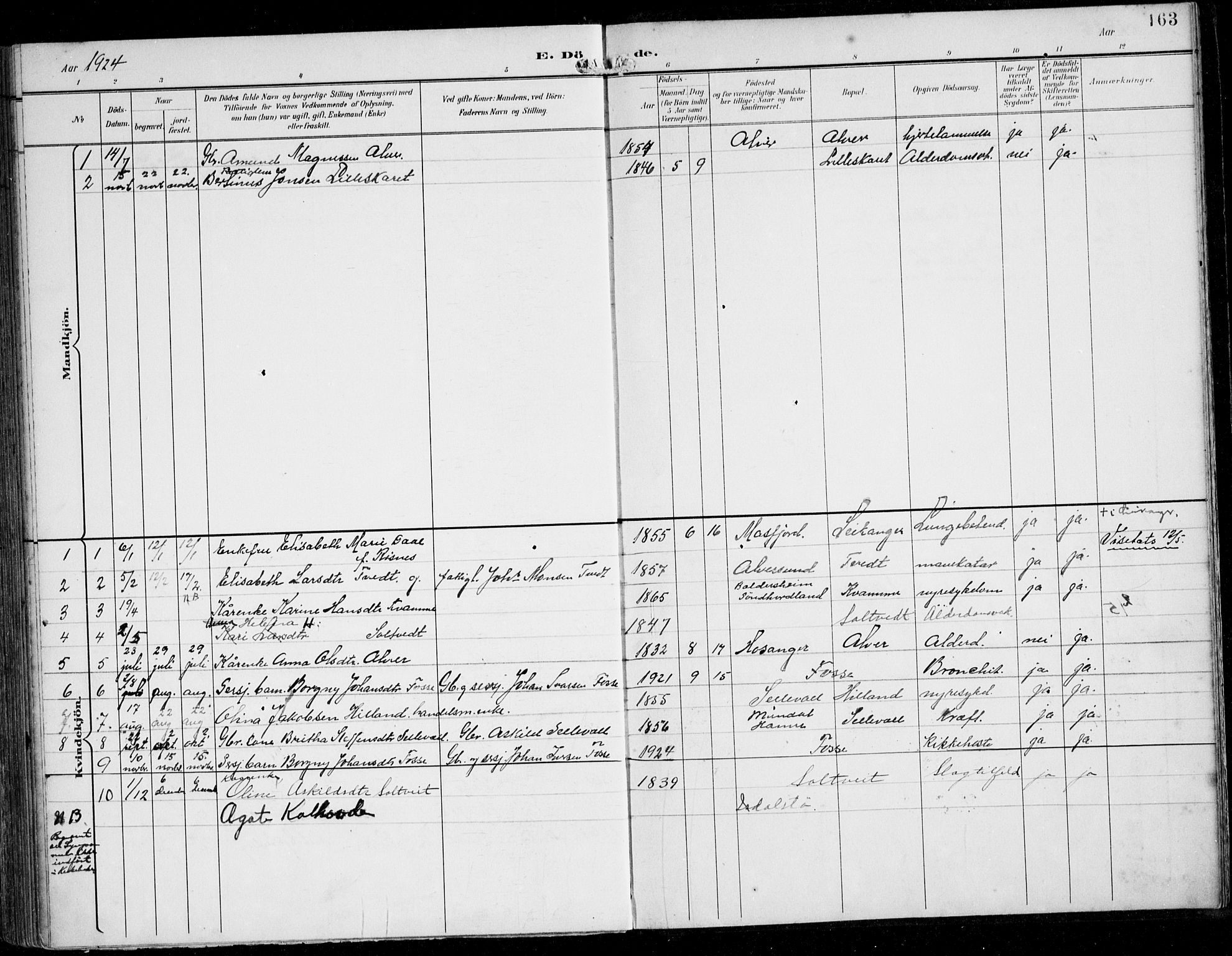 Alversund Sokneprestembete, AV/SAB-A-73901/H/Ha/Haa/Haaa/L0003: Parish register (official) no. A 3, 1897-1926, p. 163