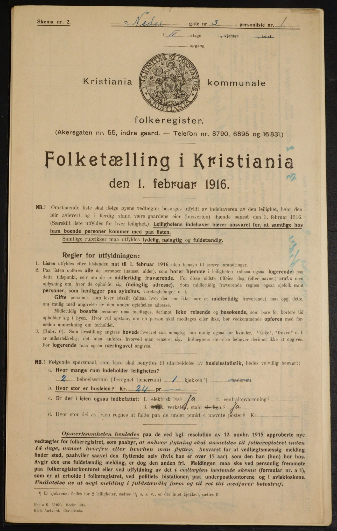 OBA, Municipal Census 1916 for Kristiania, 1916, p. 70878