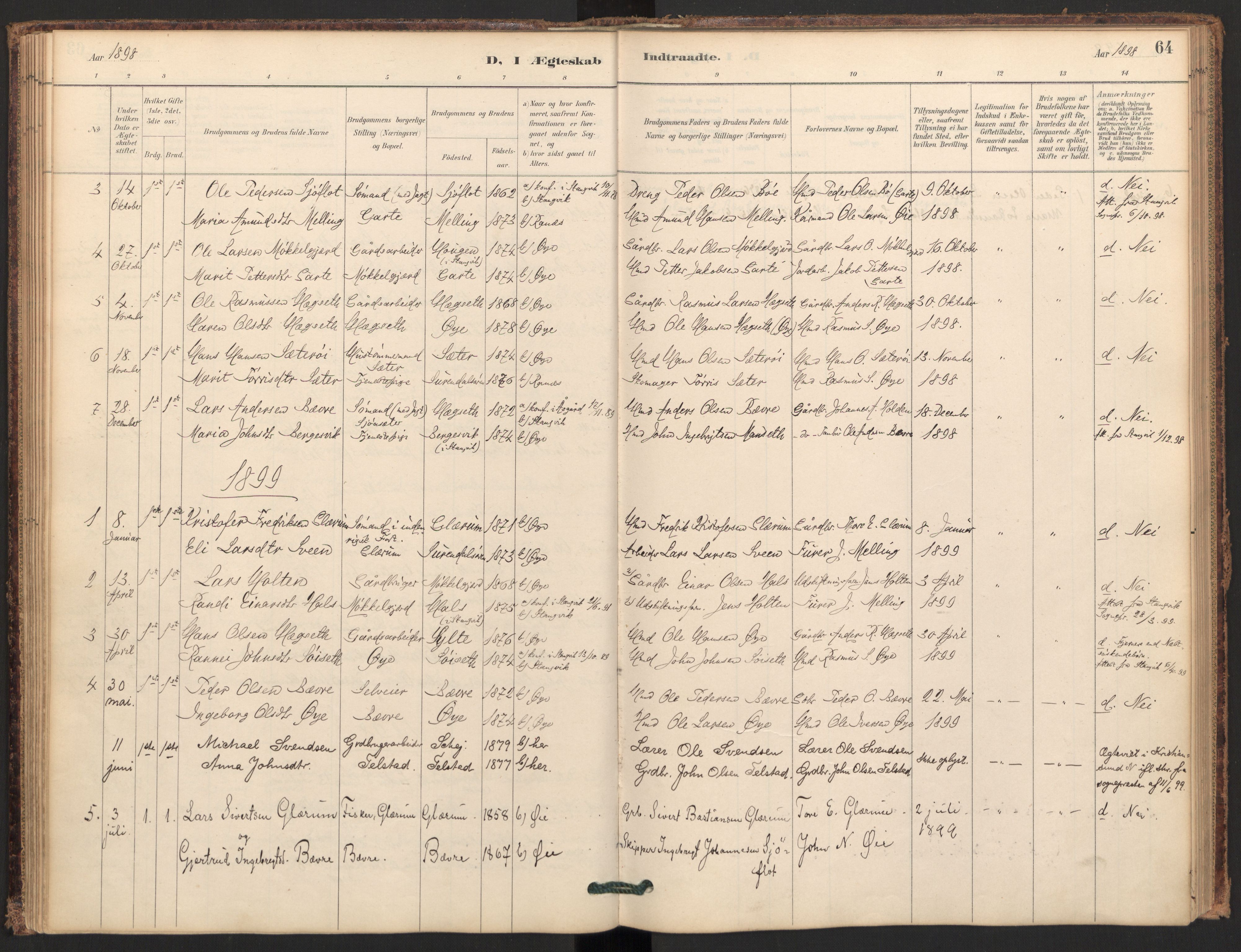 Ministerialprotokoller, klokkerbøker og fødselsregistre - Møre og Romsdal, SAT/A-1454/595/L1047: Parish register (official) no. 595A09, 1885-1900, p. 64