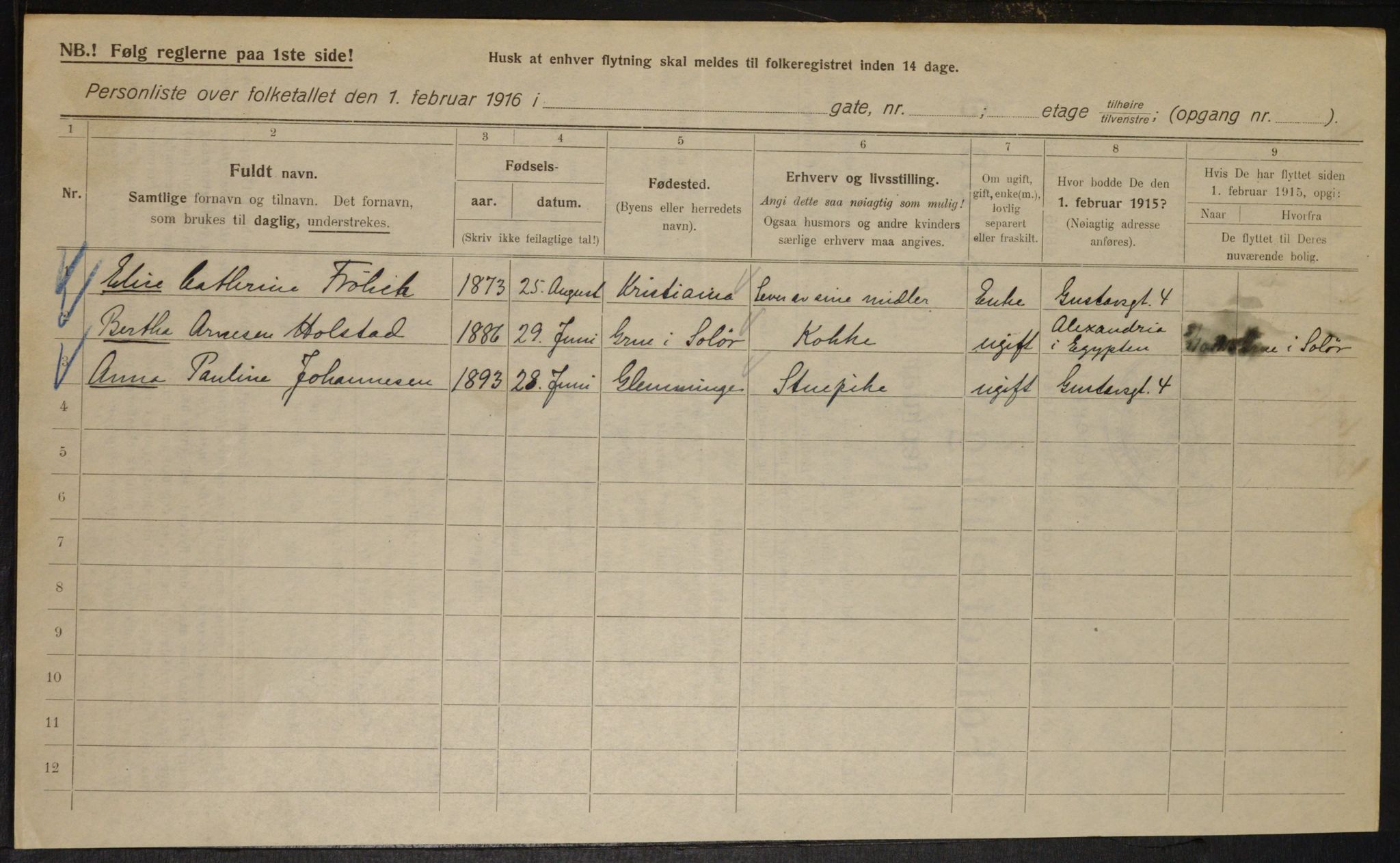 OBA, Municipal Census 1916 for Kristiania, 1916, p. 32992