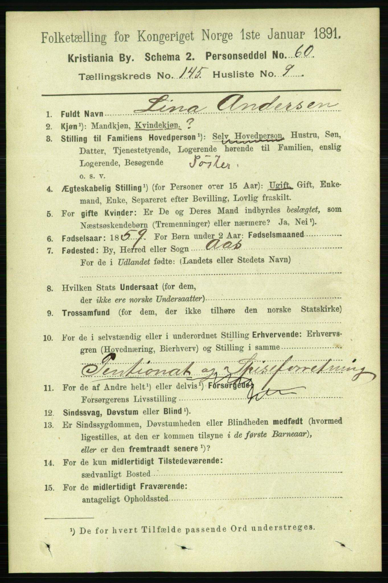 RA, 1891 census for 0301 Kristiania, 1891, p. 79619