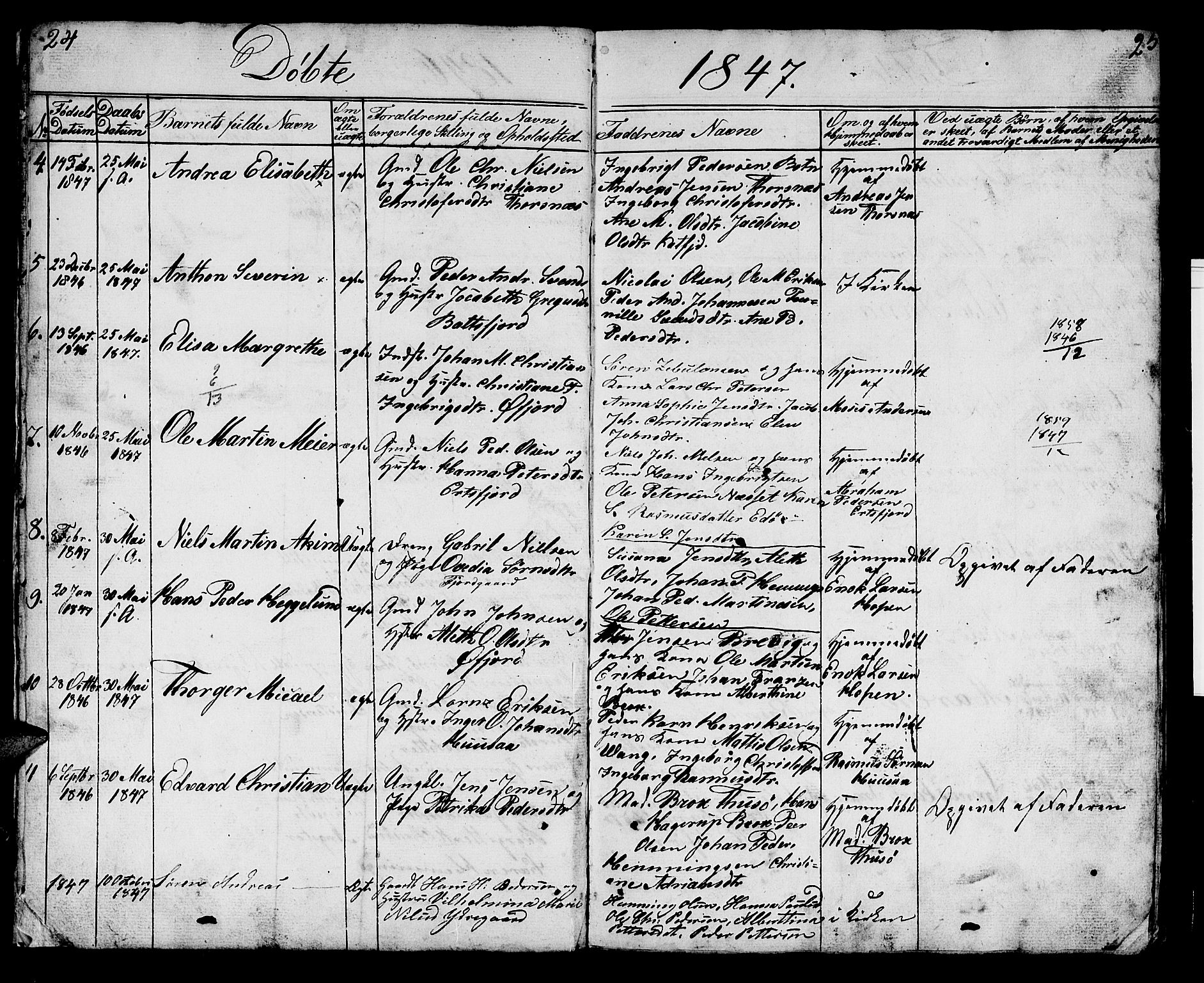 Lenvik sokneprestembete, SATØ/S-1310/H/Ha/Hab/L0018klokker: Parish register (copy) no. 18, 1838-1854, p. 24-25