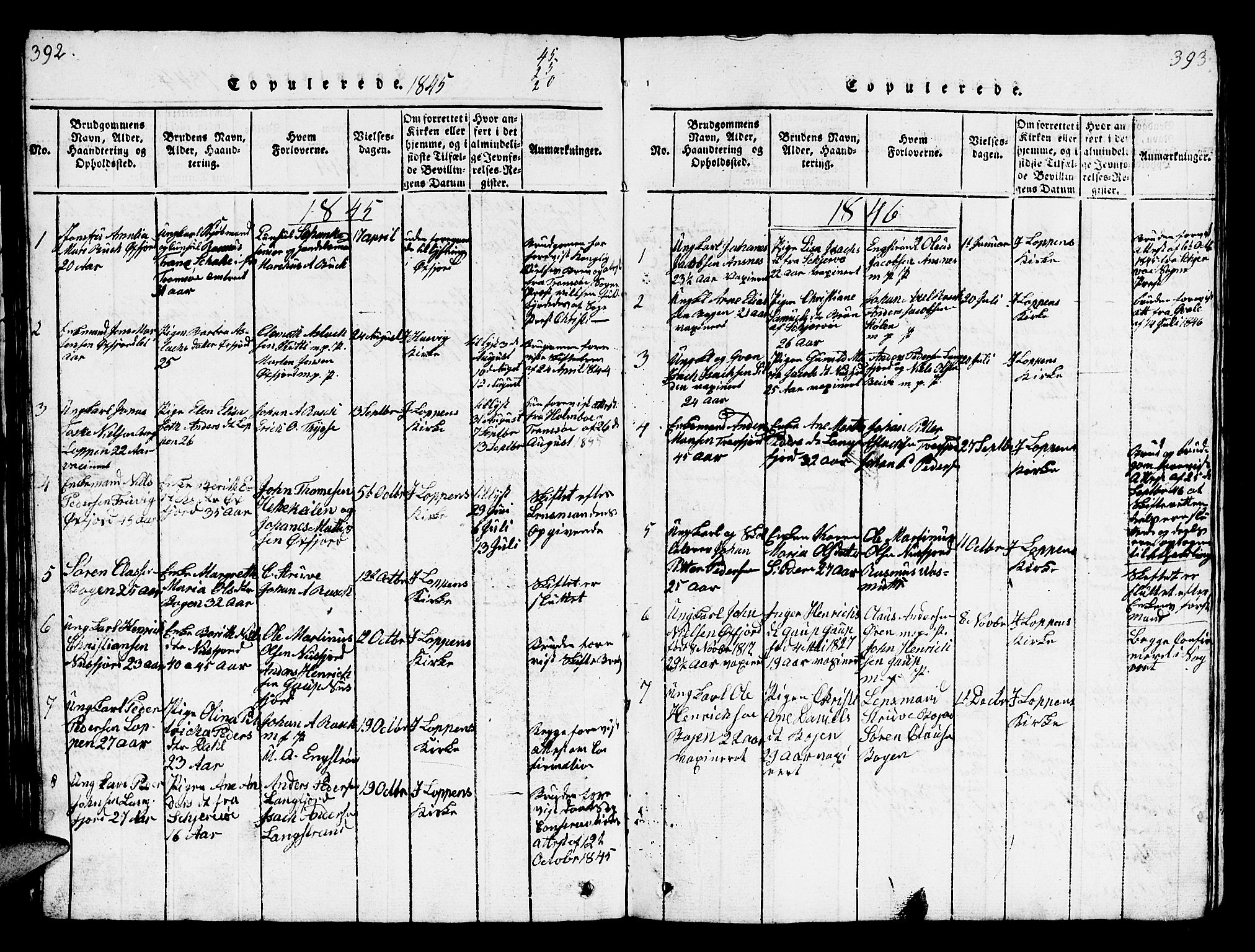 Loppa sokneprestkontor, SATØ/S-1339/H/Hb/L0001klokker: Parish register (copy) no. 1, 1820-1849, p. 392-393