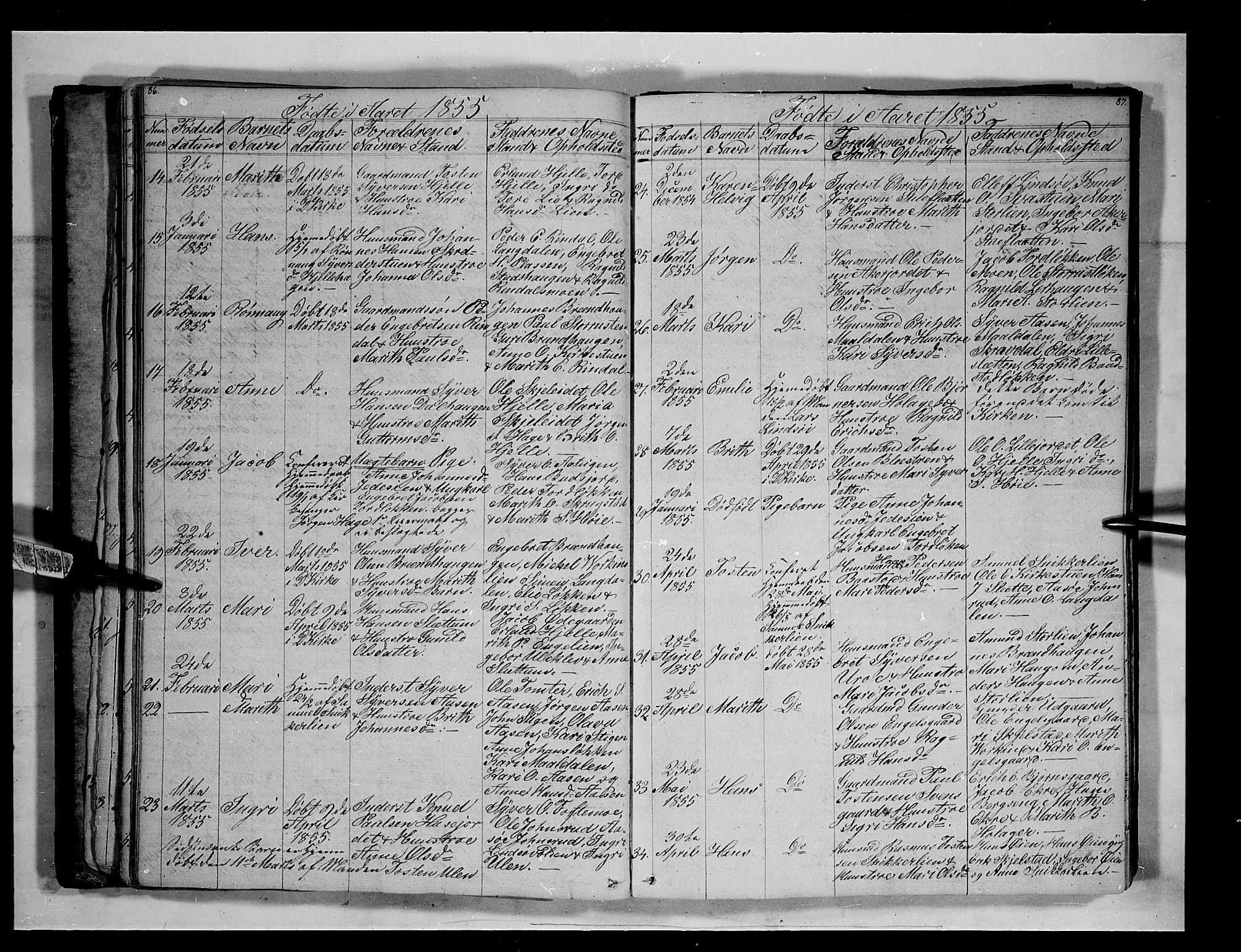 Lesja prestekontor, SAH/PREST-068/H/Ha/Hab/L0003: Parish register (copy) no. 3, 1842-1862, p. 86-87