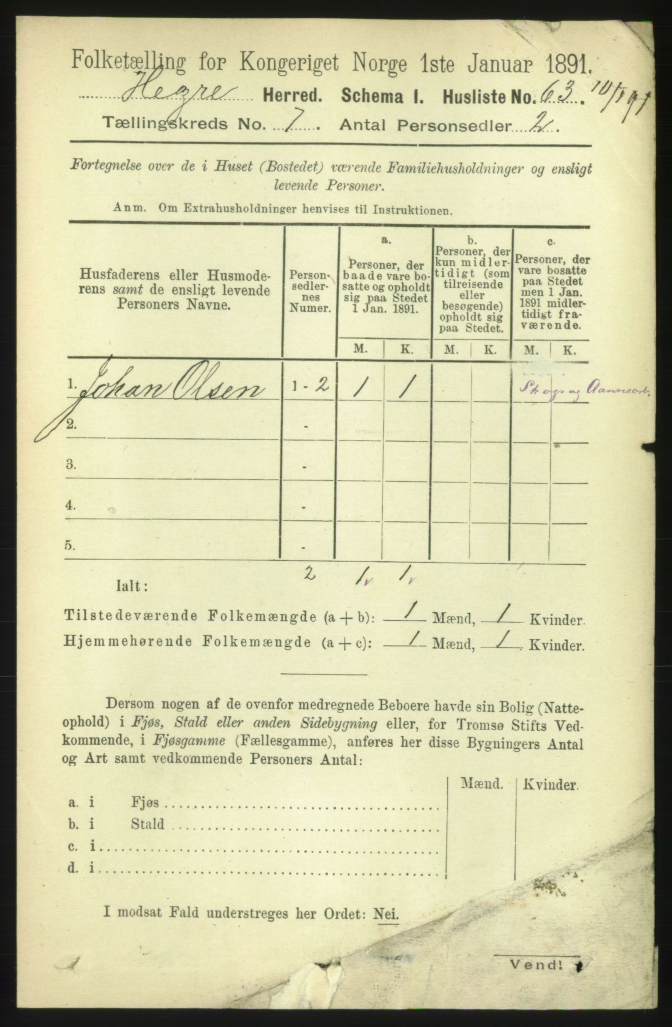 RA, 1891 census for 1712 Hegra, 1891, p. 2811