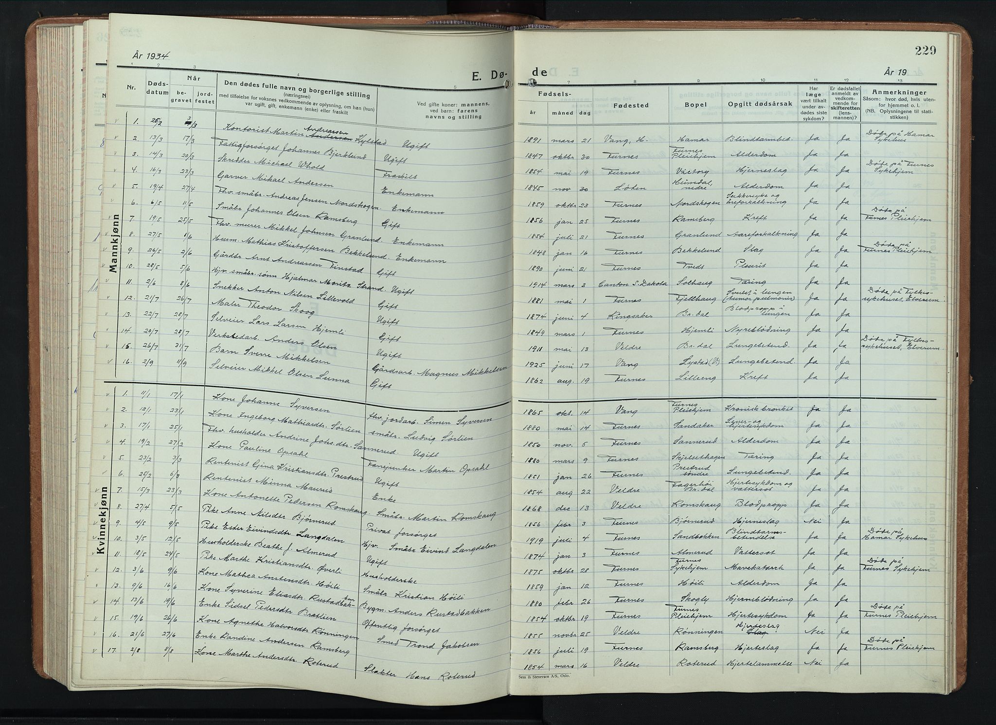 Furnes prestekontor, AV/SAH-PREST-012/L/La/L0002: Parish register (copy) no. 2, 1934-1956, p. 229