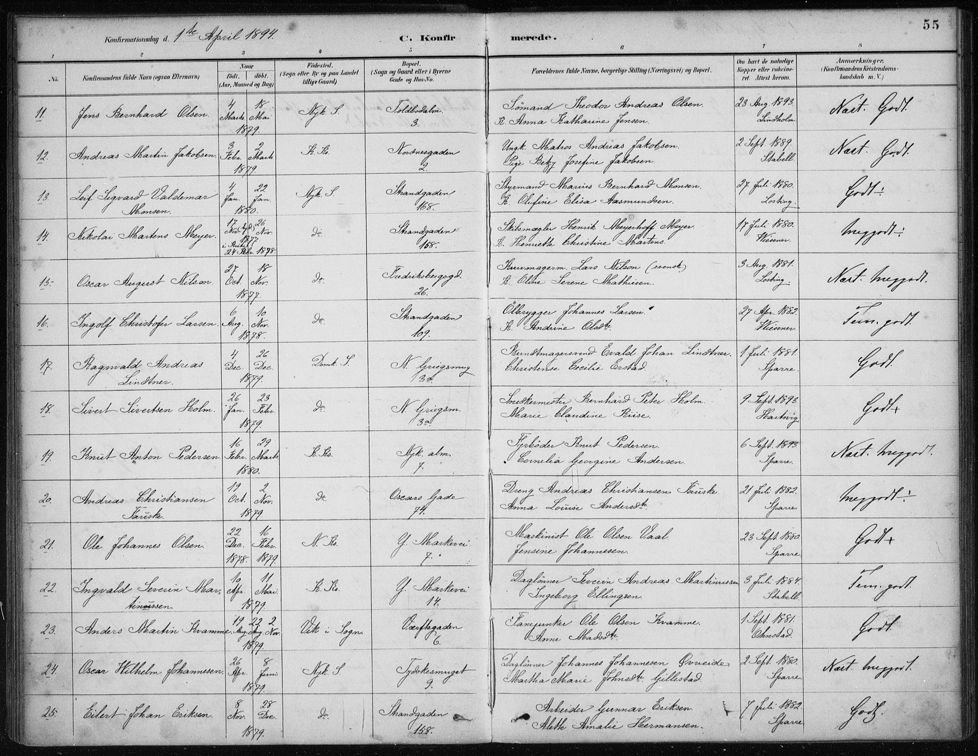 Nykirken Sokneprestembete, AV/SAB-A-77101/H/Haa/L0027: Parish register (official) no. C 6, 1886-1913, p. 55