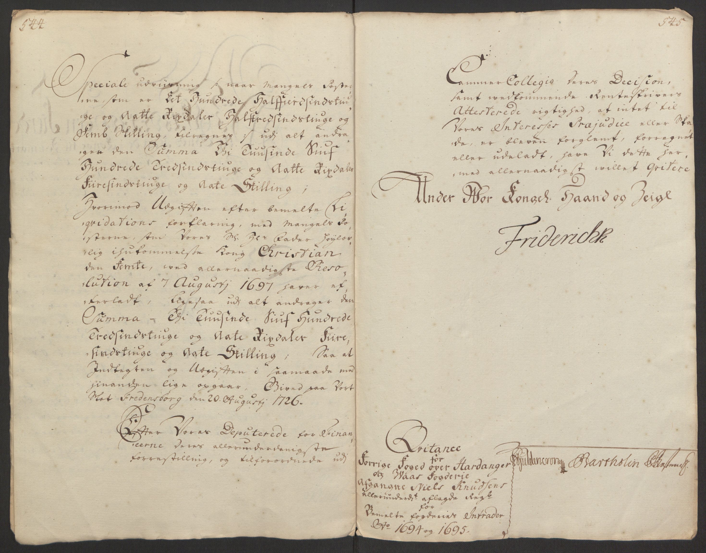 Rentekammeret inntil 1814, Reviderte regnskaper, Fogderegnskap, RA/EA-4092/R48/L2976: Fogderegnskap Sunnhordland og Hardanger, 1695-1696, p. 219