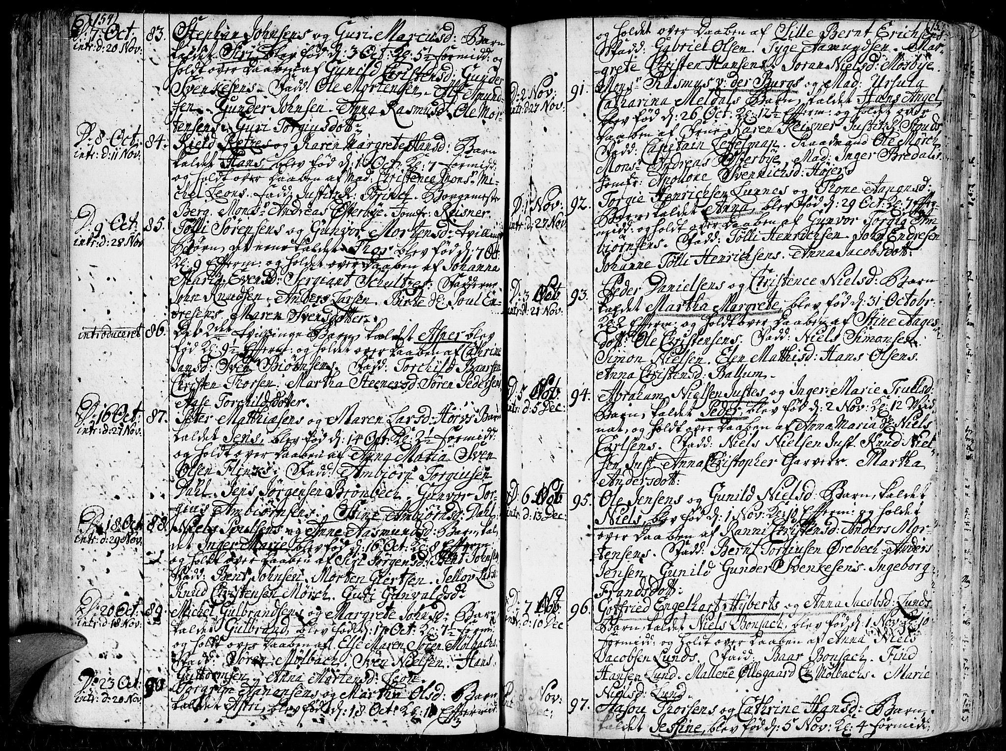 Kristiansand domprosti, AV/SAK-1112-0006/F/Fa/L0001: Parish register (official) no. A 1, 1734-1793, p. 154-155