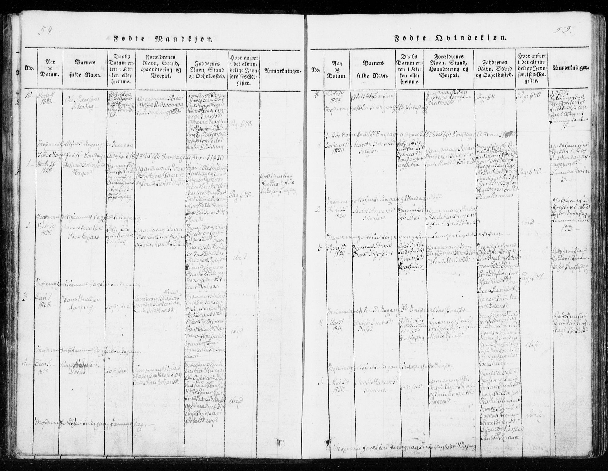 Ministerialprotokoller, klokkerbøker og fødselsregistre - Møre og Romsdal, SAT/A-1454/551/L0623: Parish register (official) no. 551A03, 1818-1831, p. 54-55