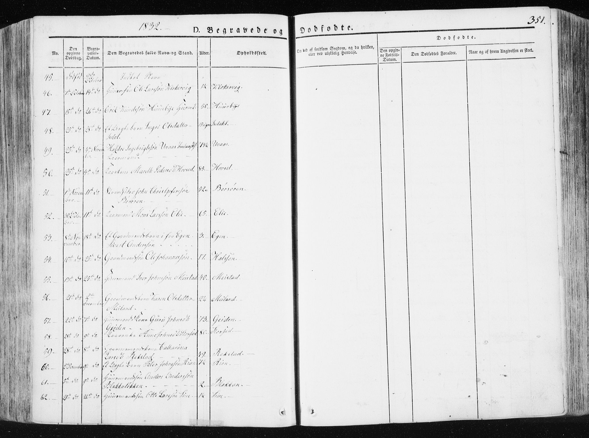 Ministerialprotokoller, klokkerbøker og fødselsregistre - Sør-Trøndelag, AV/SAT-A-1456/665/L0771: Parish register (official) no. 665A06, 1830-1856, p. 351