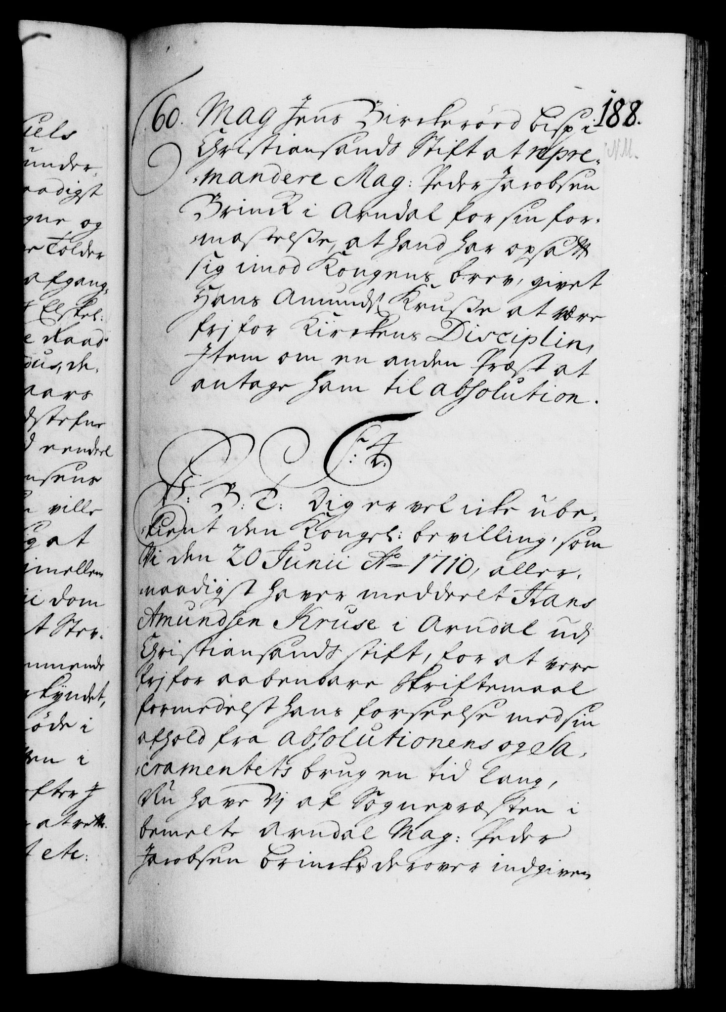 Danske Kanselli 1572-1799, AV/RA-EA-3023/F/Fc/Fca/Fcab/L0019: Norske tegnelser, 1710-1714, p. 188a