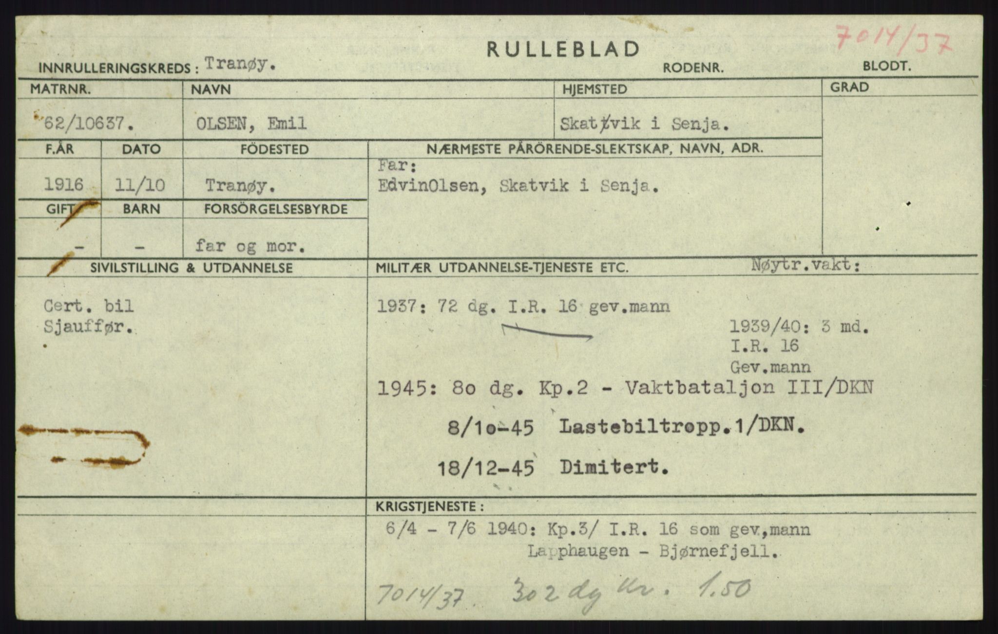 Forsvaret, Troms infanteriregiment nr. 16, AV/RA-RAFA-3146/P/Pa/L0021: Rulleblad for regimentets menige mannskaper, årsklasse 1937, 1937, p. 931