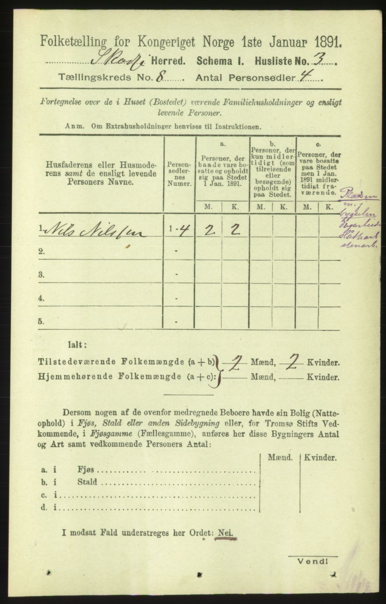 RA, 1891 census for 1529 Skodje, 1891, p. 1666