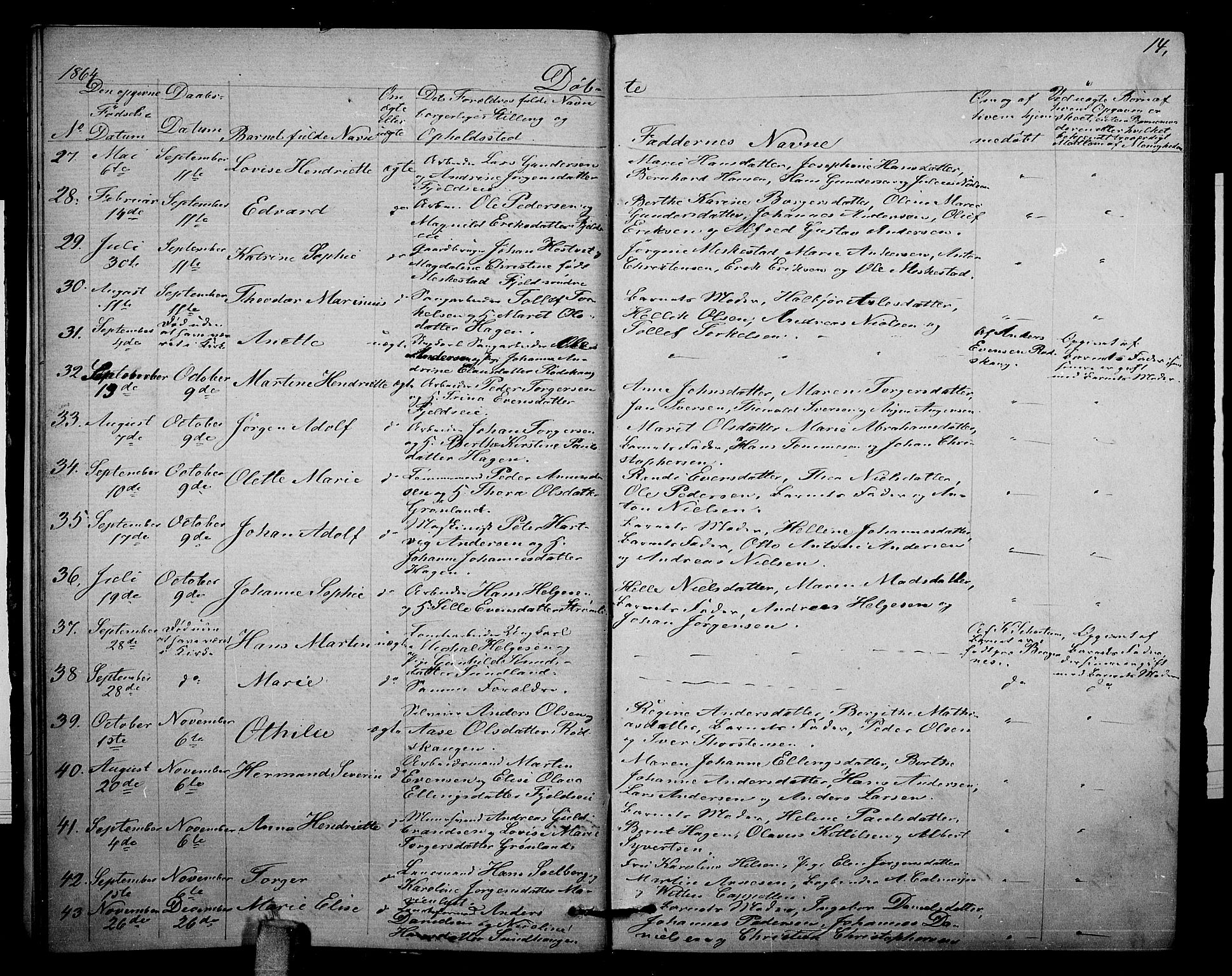 Strømsgodset kirkebøker, AV/SAKO-A-324/G/Ga/L0001: Parish register (copy) no. 1, 1860-1884, p. 14